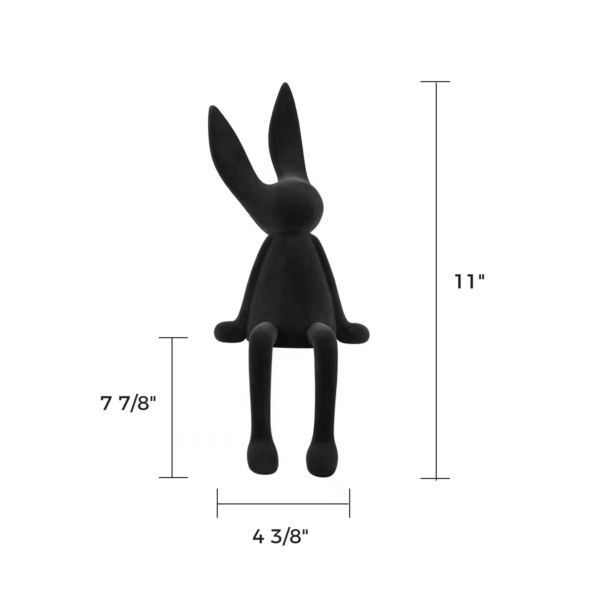 HD-06 Black Rabbit Ornament, Minimalist Design With Dimensions. Perfect for Modern Home Decor.