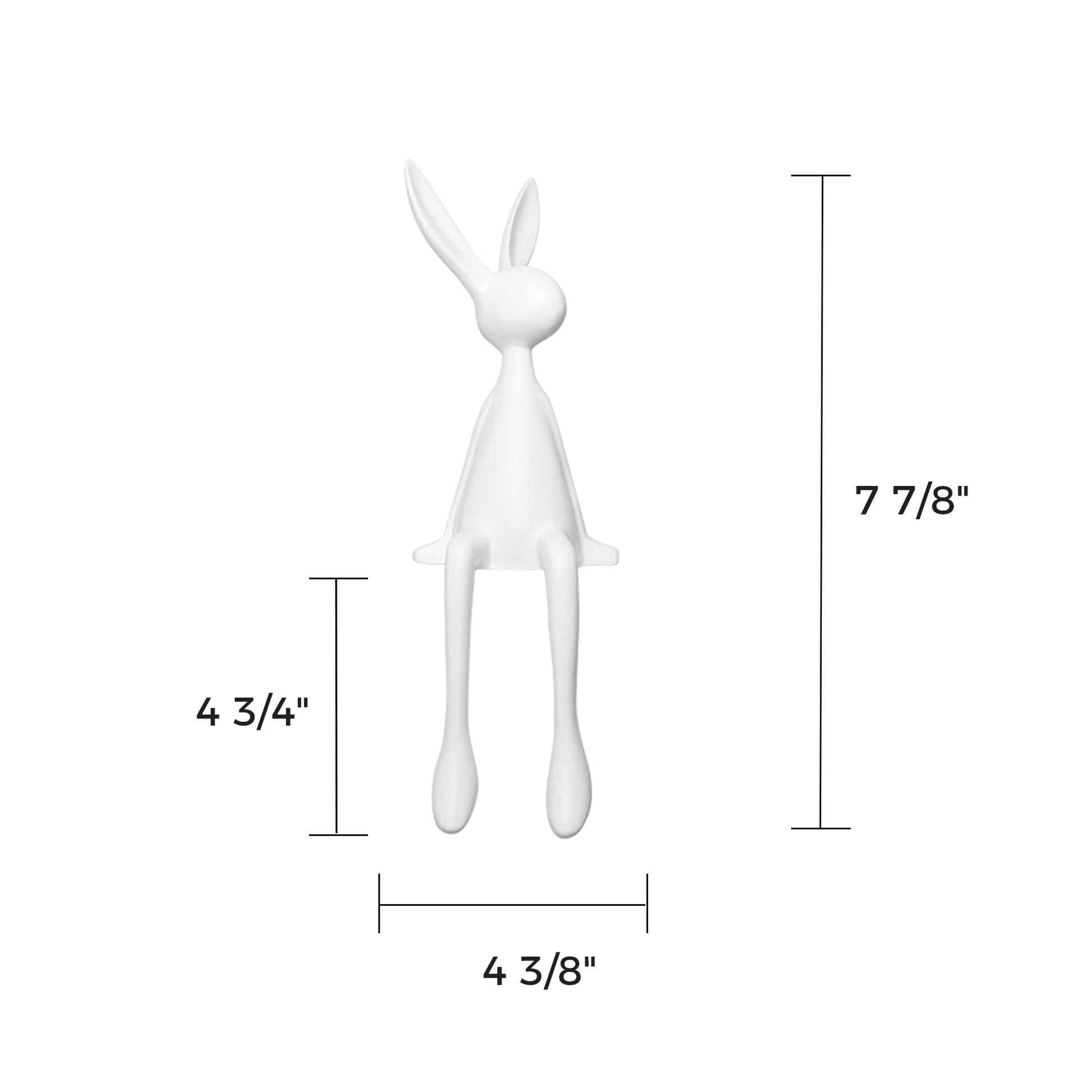 HD-06 Rabbit Ornament in White, With Size Details. Modern Minimalist Home Decor.