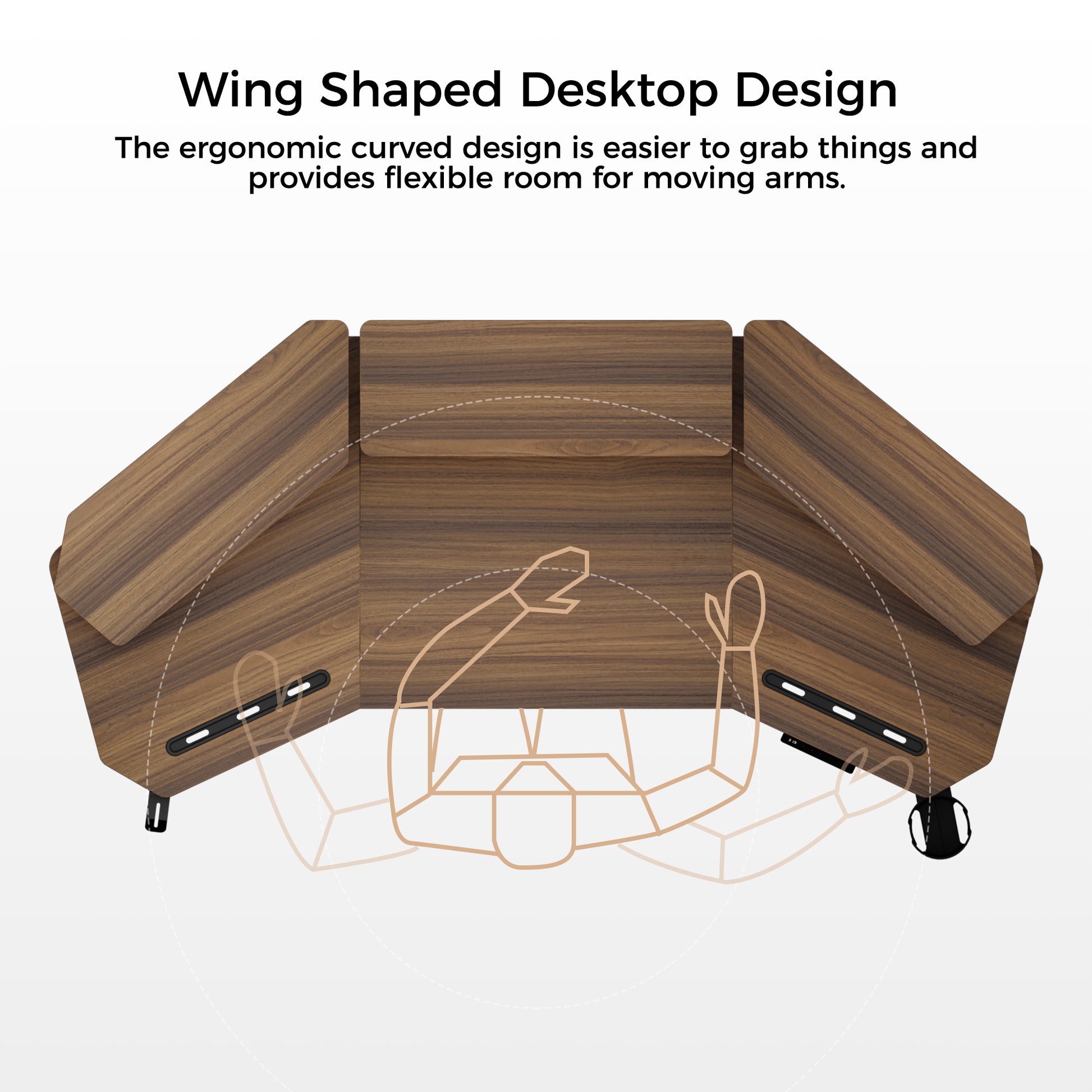 Eureka Ergonomic Aero Pro Wing-Shaped Desk Design for Ergonomic Use. Easy Access and Flexible Arm Movement.