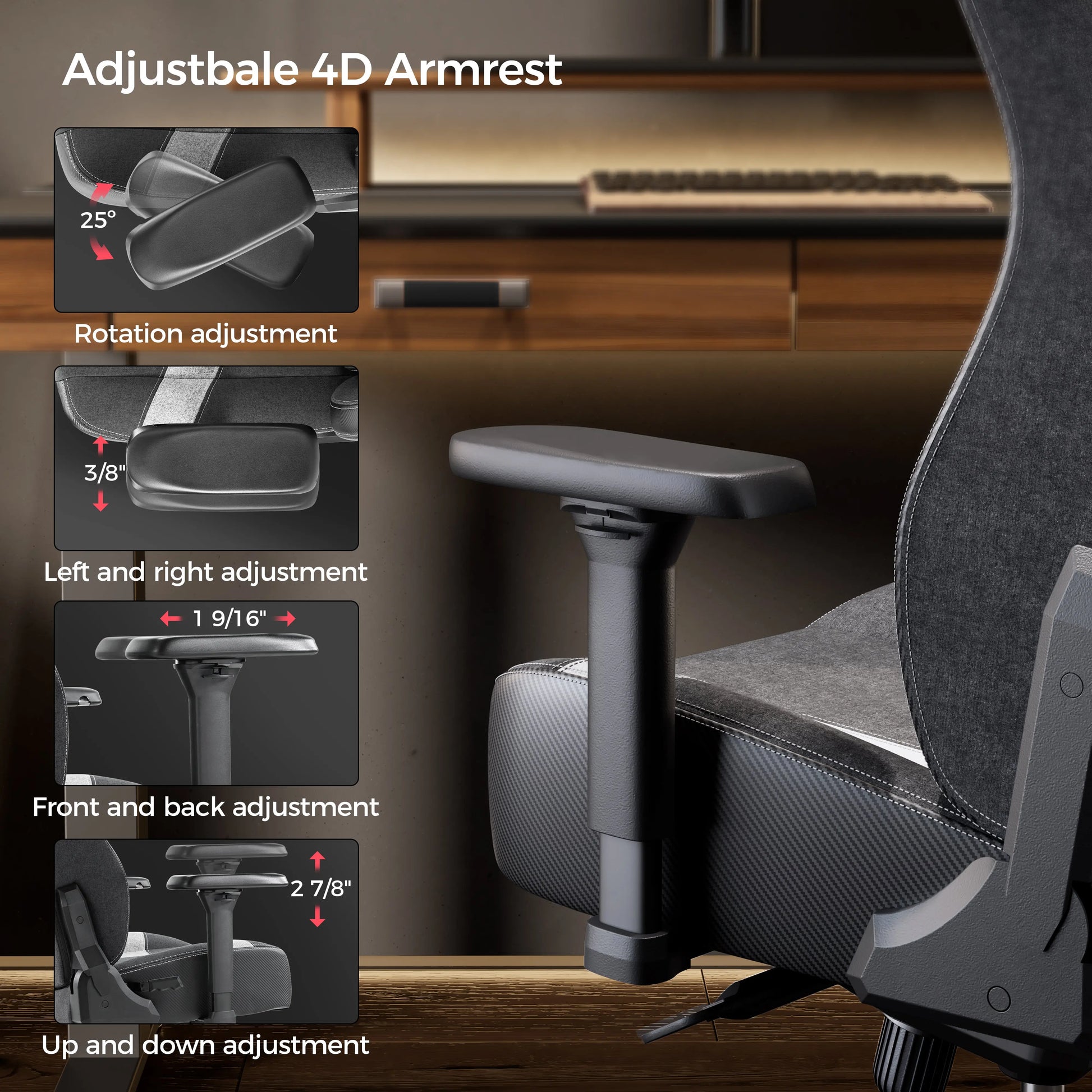 Hyperx Python II Gaming Chair: 4D Adjustable Armrests With Rotation and Multi-Directional Adjustment By Eureka Ergonomic.