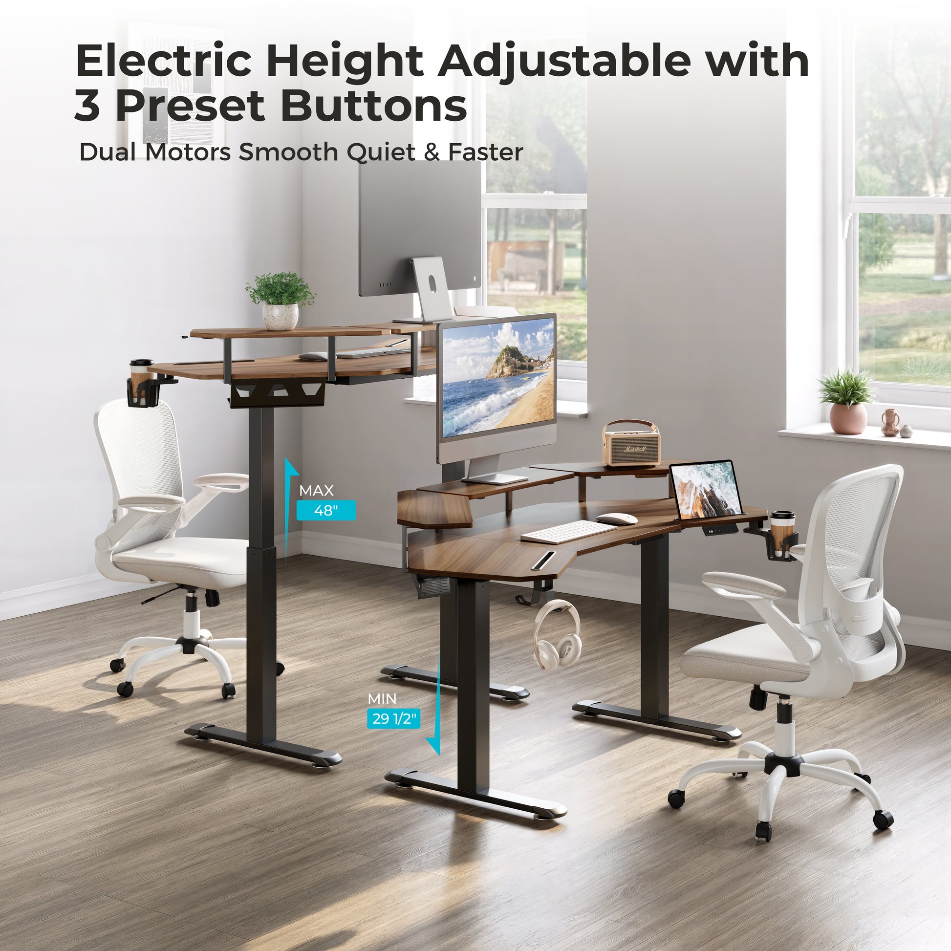 Eureka Ergonomic Aero Pro Standing Desk With Electric Height Adjustment and 3 Preset Buttons, Ergonomic Home Office Setup.