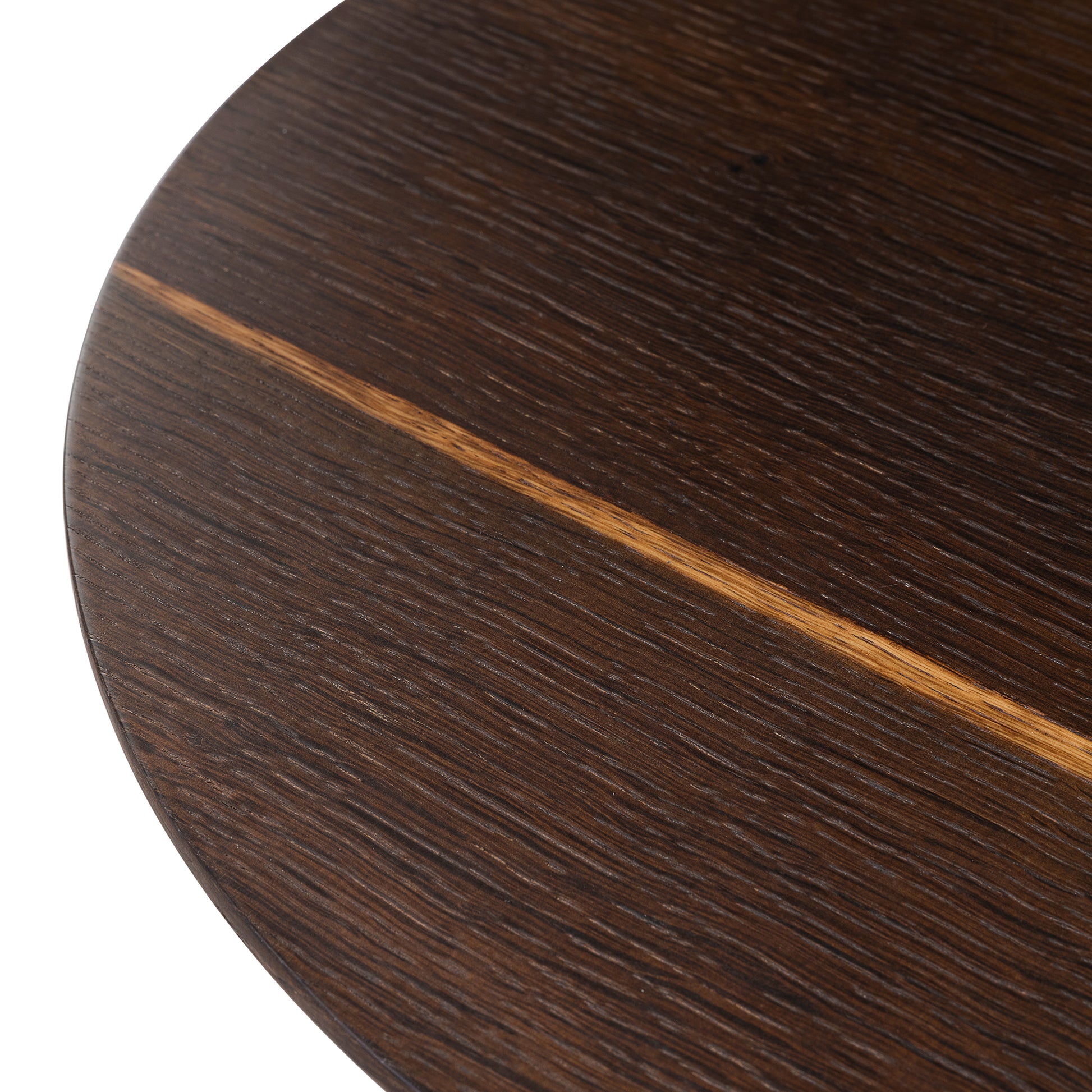 Modern Irregular Walnut Coffee Table Detail, Showcasing Dark Walnut Wood Grain and Design.