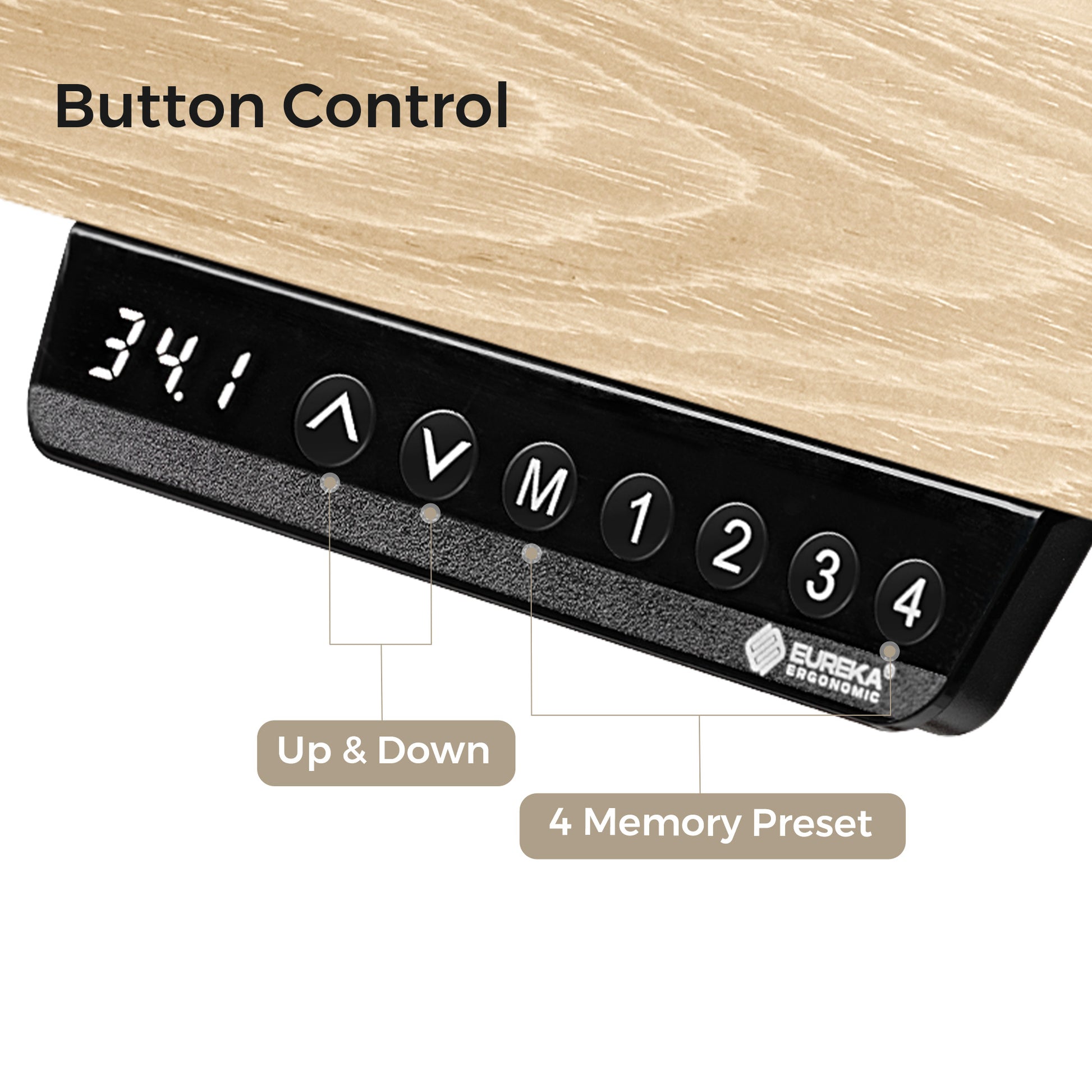 Eureka Ergonomic Ark Pro Standing Desk Control Panel. Height, Memory Presets, and Button Control.