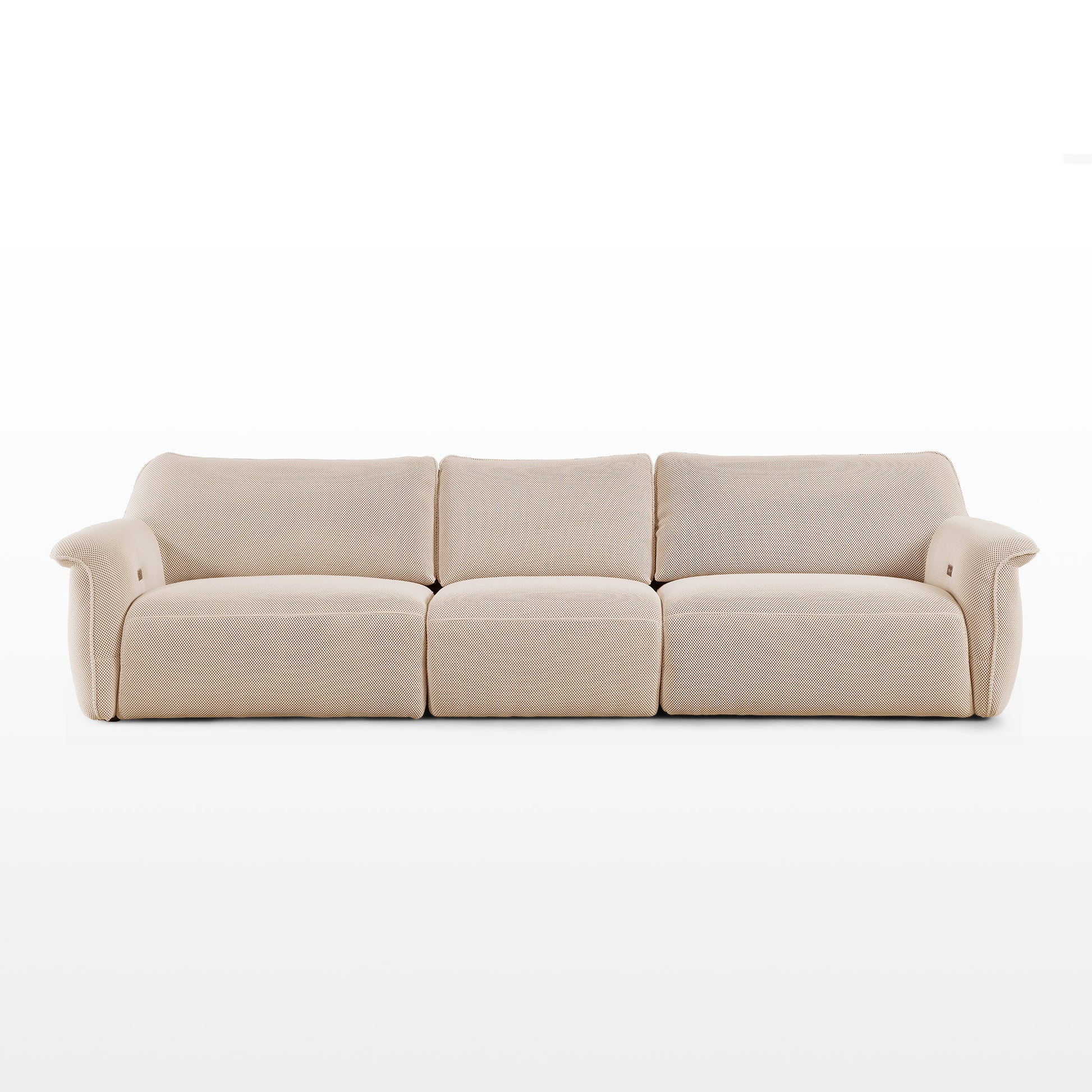 Vero Power Sleeper Sofa in Light Beige Techno 3D Mesh Fabric, Modular Design, Perfect for Modern Living.
