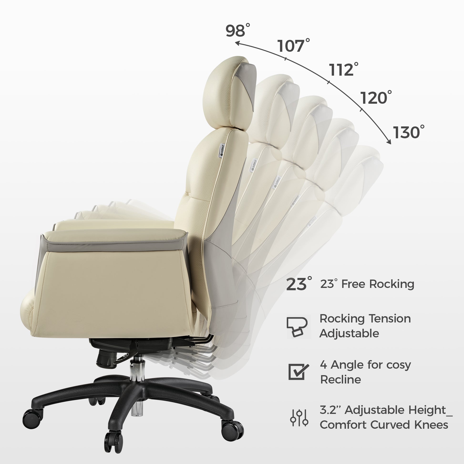 Royal Executive Office Chair Demonstrating Recline Options and Ergonomic Features for Comfort.