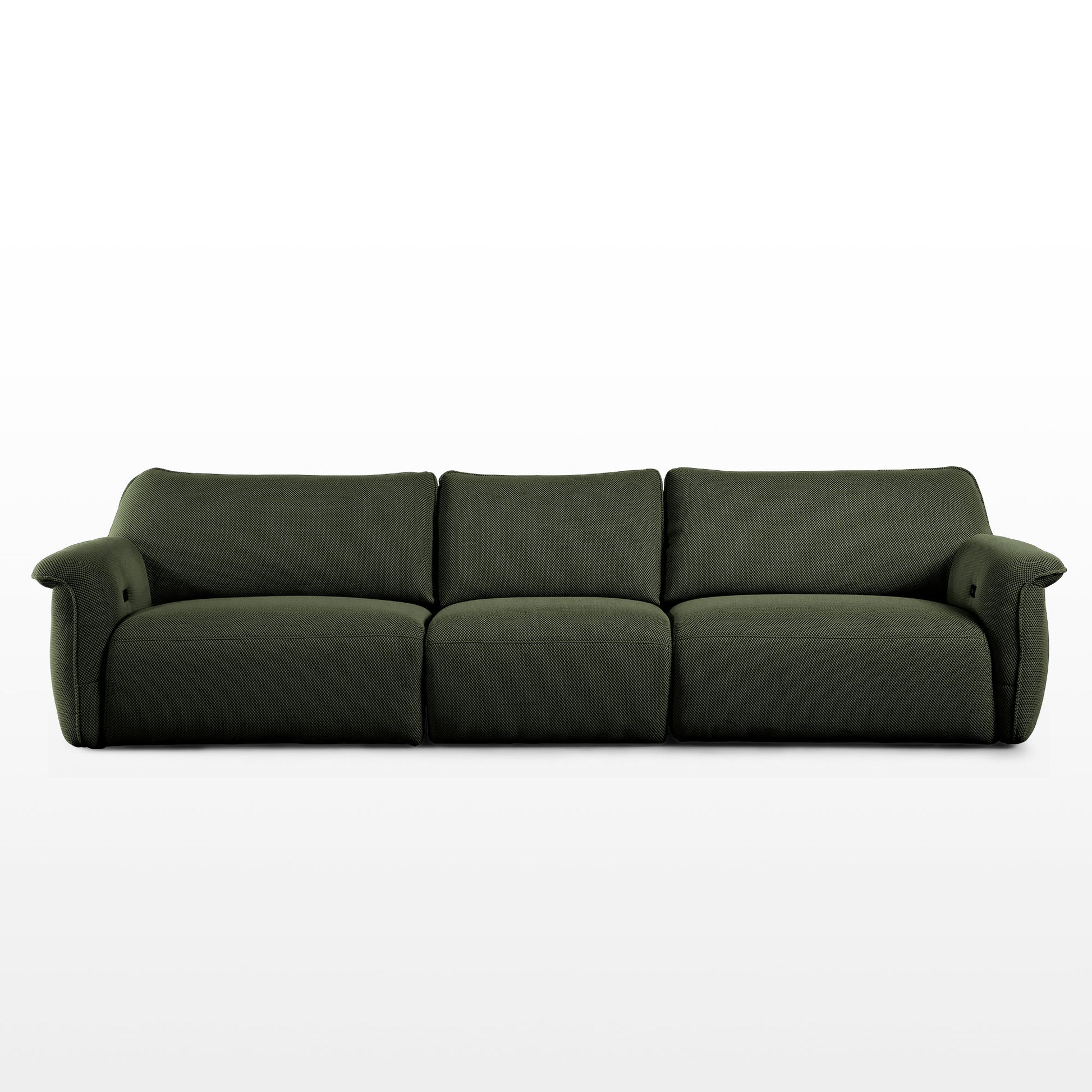 Vero Power Sleeper Sofa in Olive Green Techno 3D Mesh Fabric, Modern Modular Design.