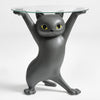 23''H, Enchanting Cat Side Table - Black - Single Glass Tray