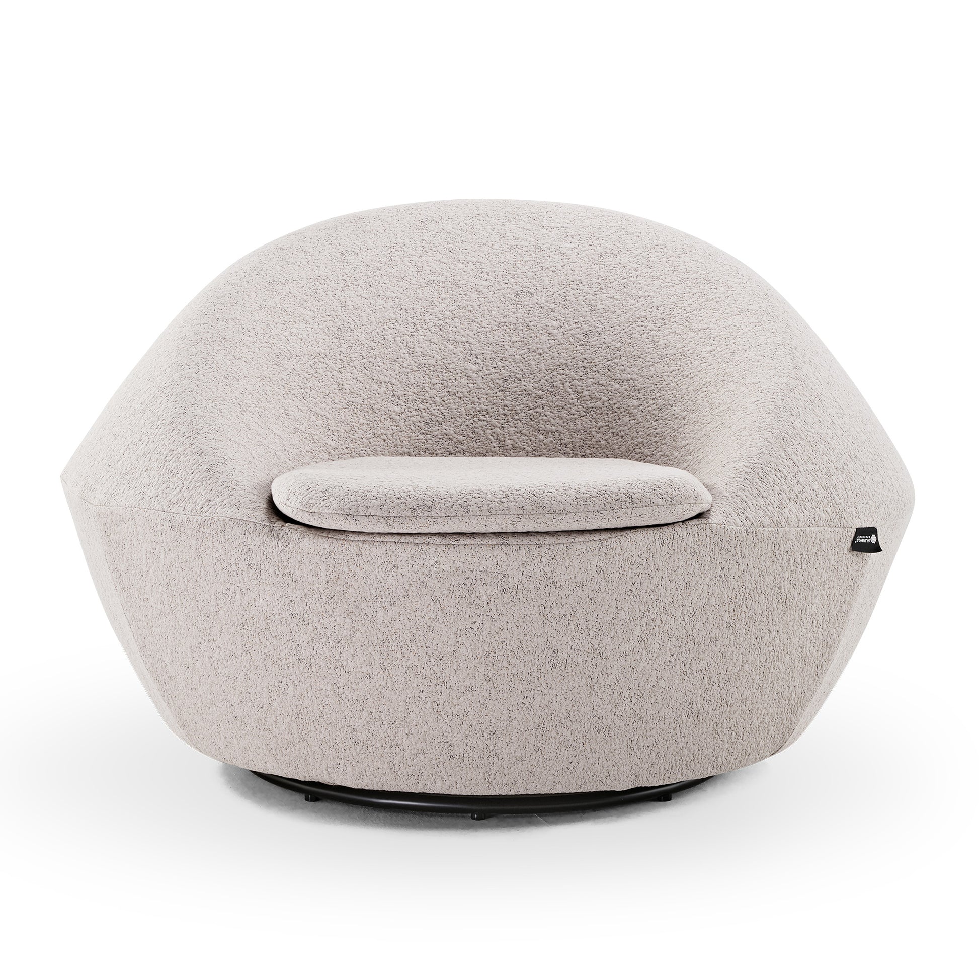 Stella Swivel Lounge Chair in Light Gray Textured Fabric, 360° Swivel Base, Modern Design, Eureka Ergonomic.