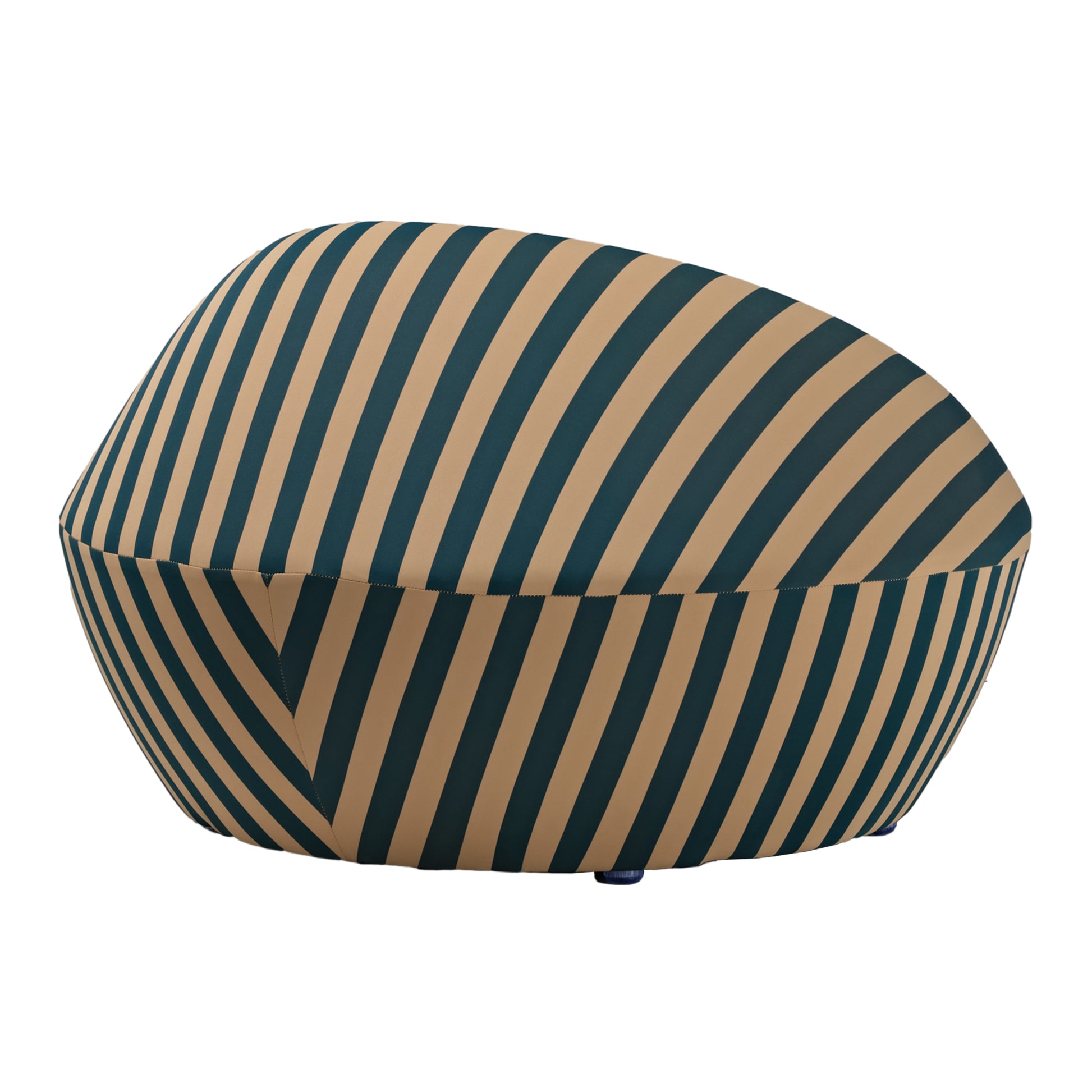 Modern Lounge Chair With Teal and Blue Stripes. Contemporary Design and Sustainable Comfort.