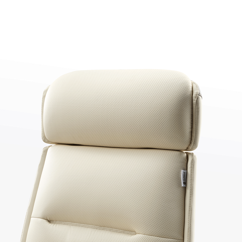 Royal Microfiber Leather Executive Office Chair - Beige Headrest With Ergonomic Design and Perforated Detailing.