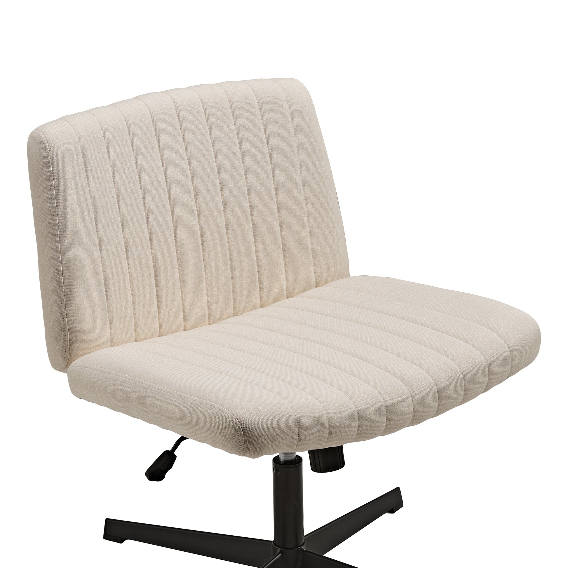 Adena Swivel Lounge & Office Chair in Cream Linen-Blend Fabric, Ergonomic Design.