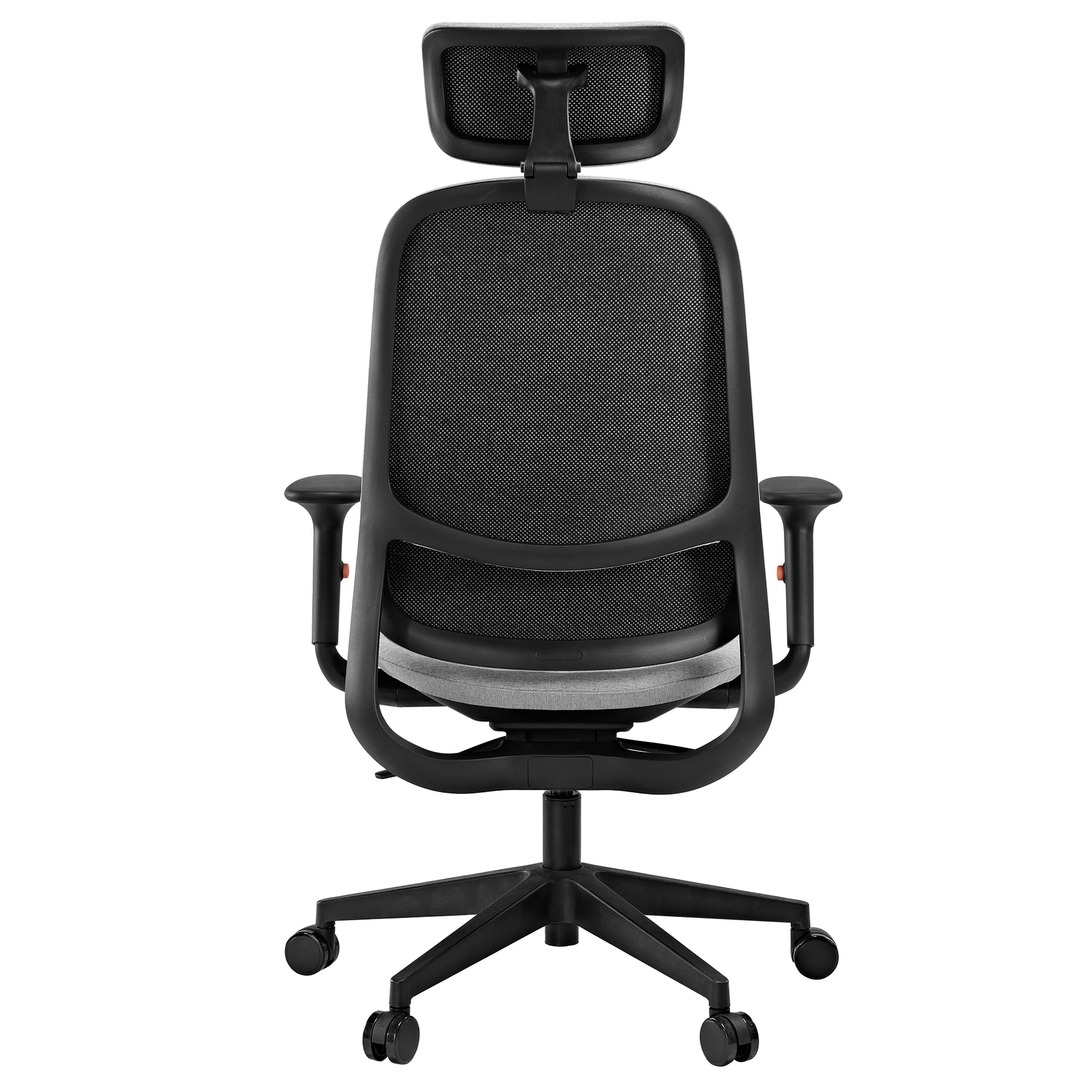 Skylar Modern Mesh Office Chair - Black Frame With Ergonomic Gray Mesh Back and Adjustable Headrest.