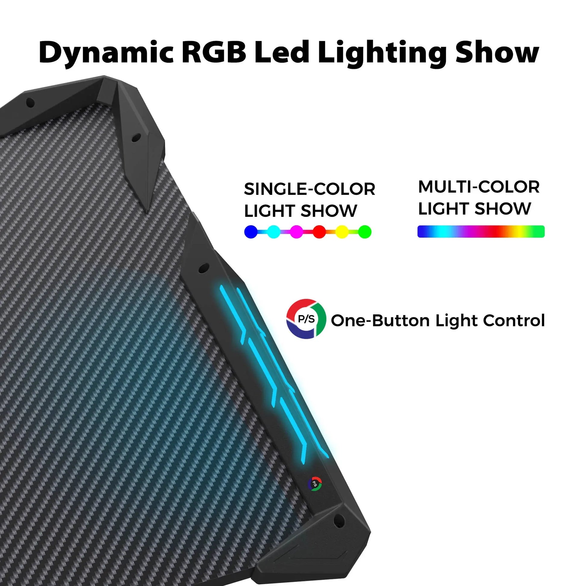 Eureka Ergonomic Gaming Desk With Dynamic Rgb Led Lighting, One-Button Control, and a Carbon Fiber Surface.