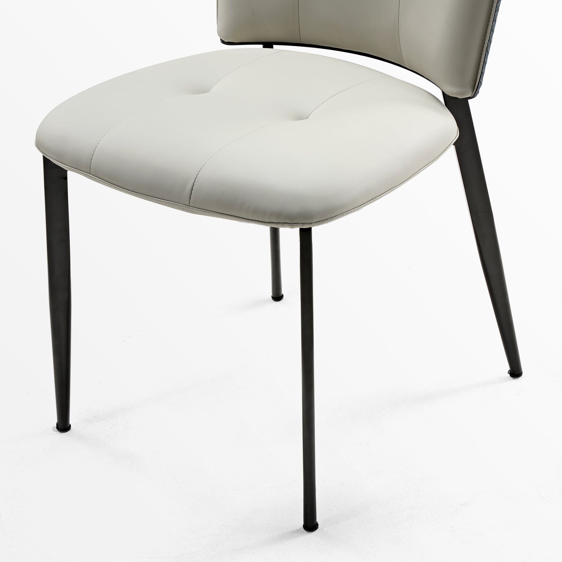 Aspen Dining Chair in Off-White Leather With Black Metal Frame, Modern Dining Furniture.