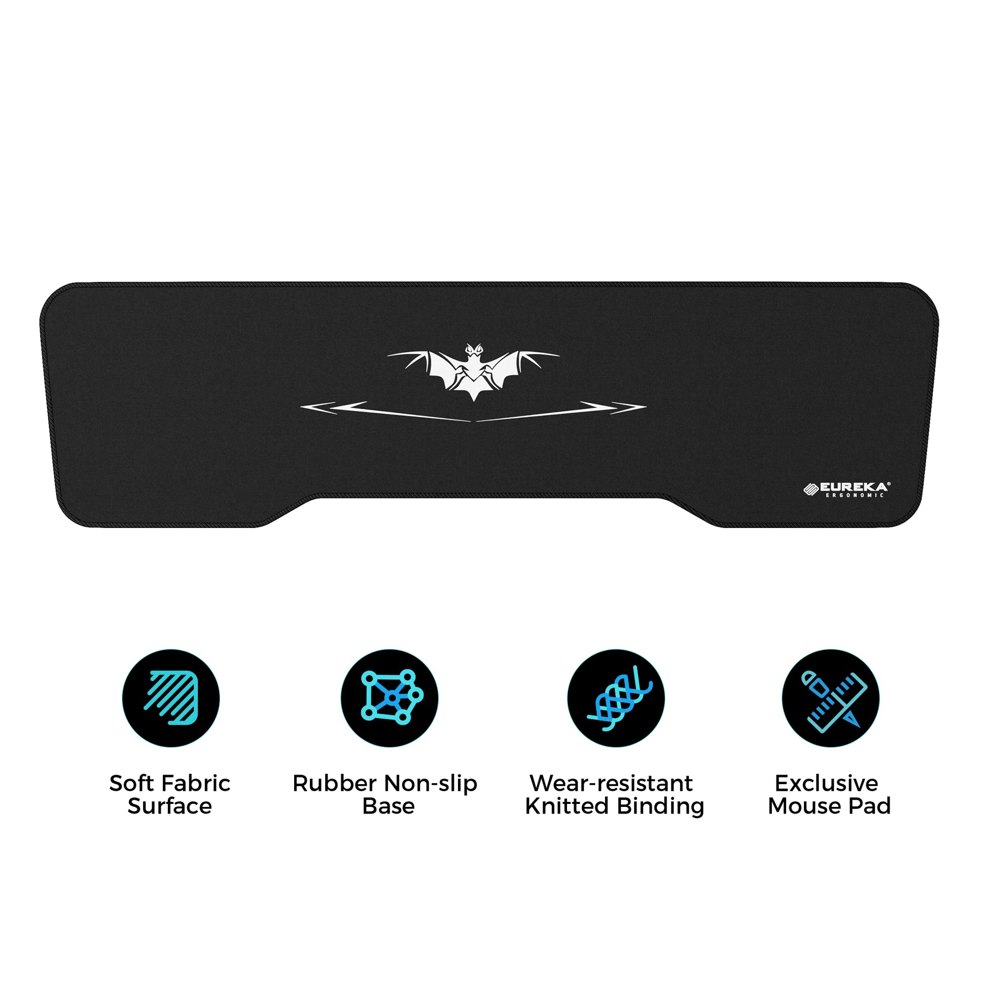 Eureka Ergonomic Gaming Mouse Pad With Bat Design, Smooth Surface, and Non-Slip Base.