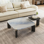 Eureka Ergonomic 39" Prada Green Rectangle Coffee Table with Side Table Set, Blue&White
