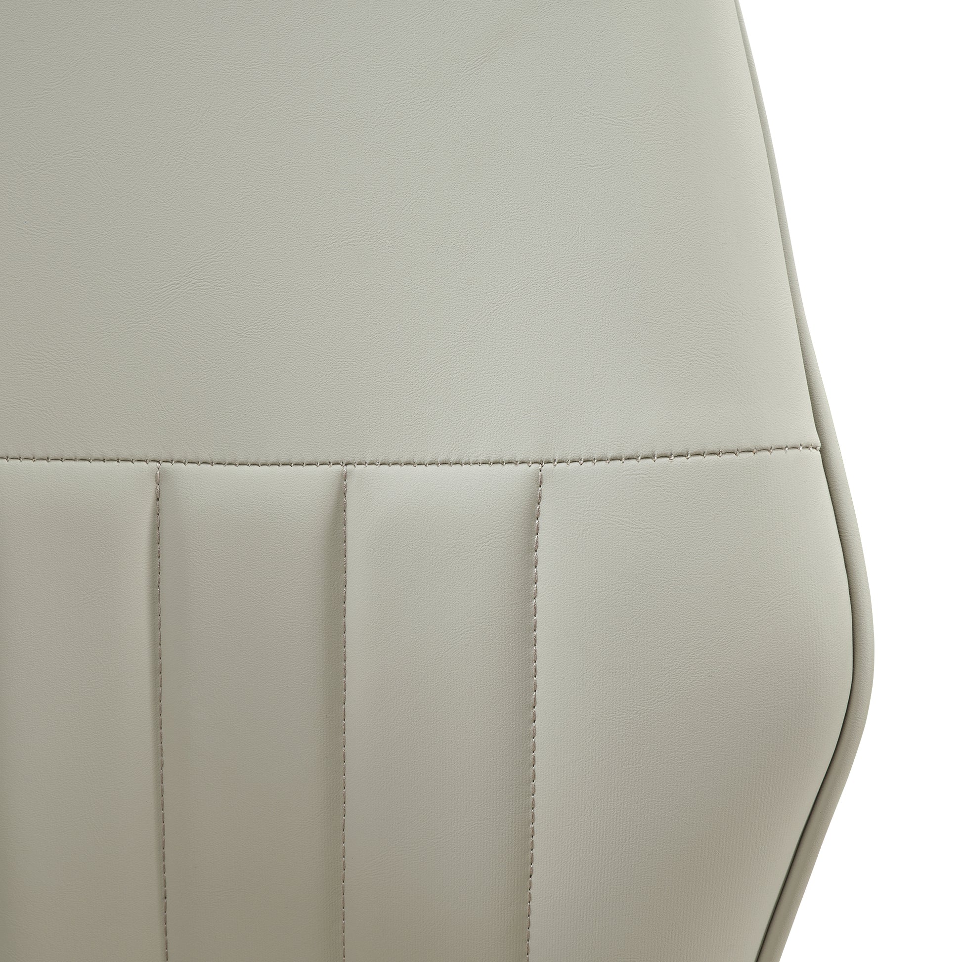 Gray Upholstered Dining Chair Backrest Detail With Vertical Stitching, Part of the Ember Dining Set.