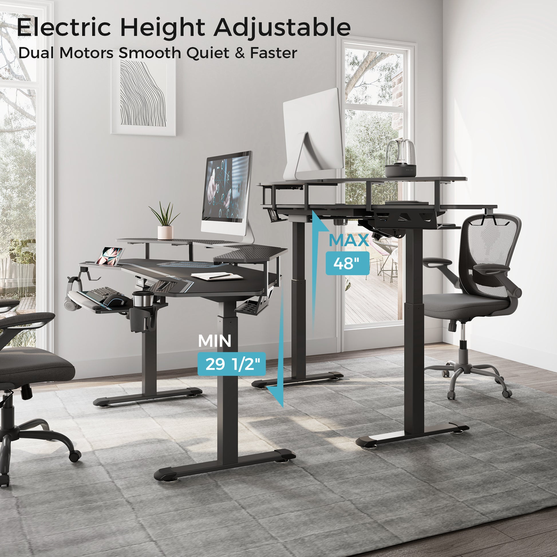 Eureka Ergonomic Aero Pro Standing Desk With Electric Height Adjustment - Dual Motors.
