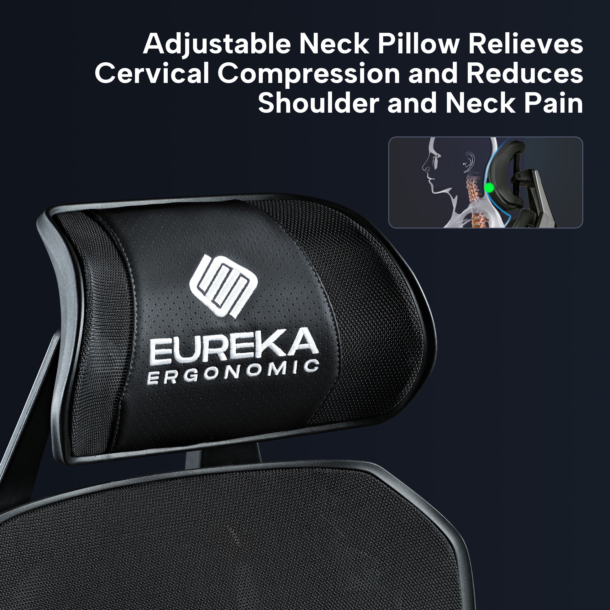 Eureka Ergonomic Typhon Chair With Adjustable Neck Pillow for Neck Pain Relief, Ergonomic Design.