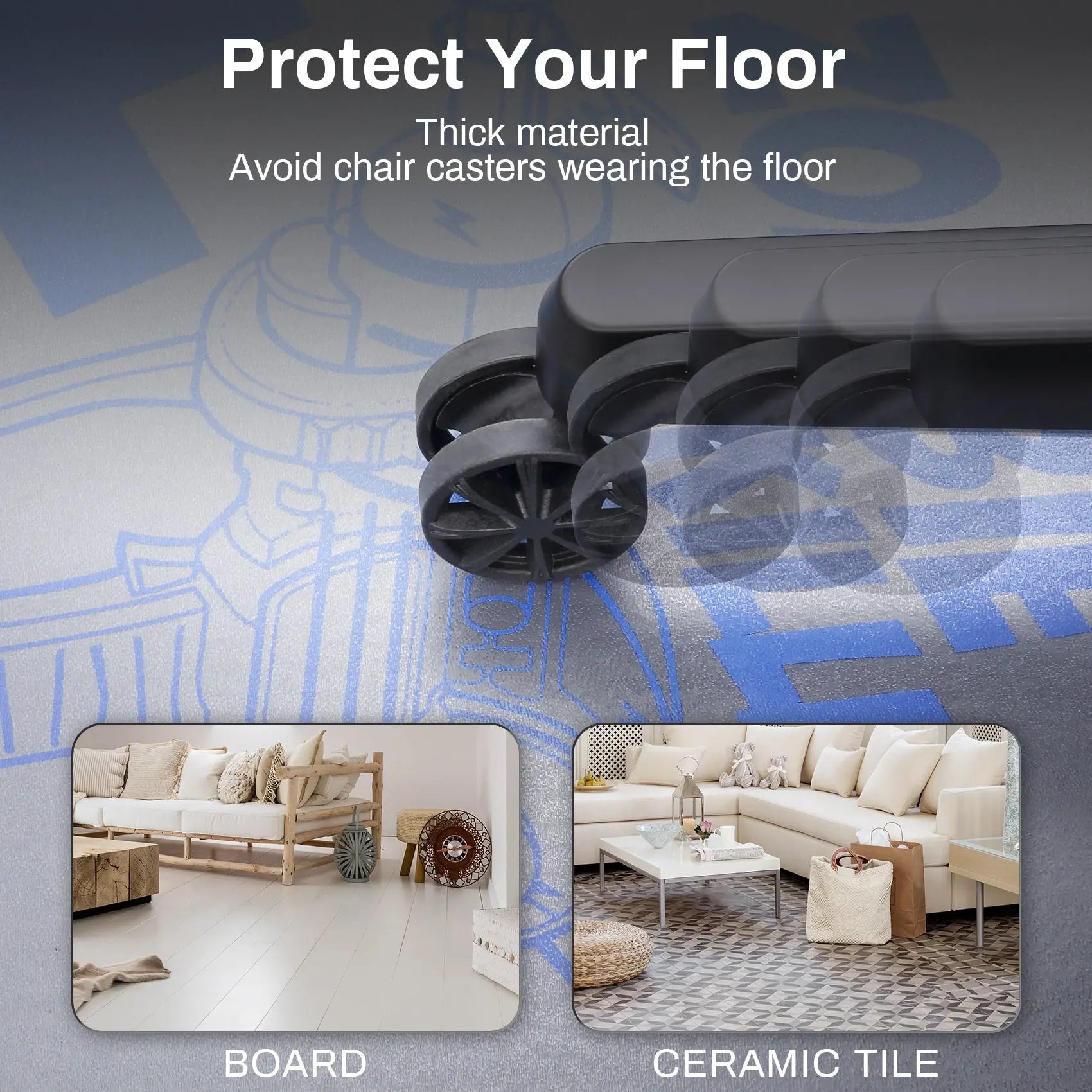 Call of Duty Floor Mat Protects Floors From Chair Wear, Suitable for Board and Ceramic Tile Surfaces.