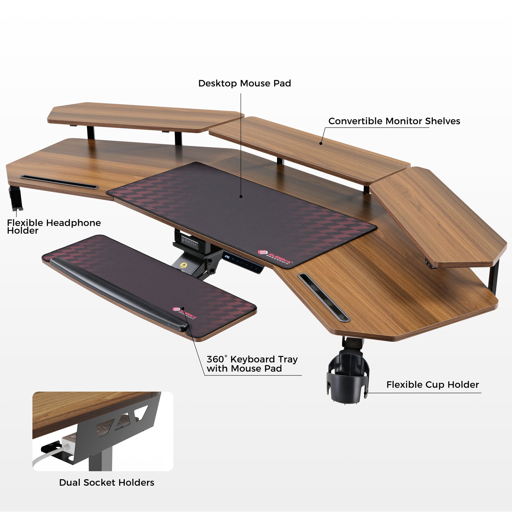 Eureka Ergonomic Aero Pro Desk, Featuring Ergonomic Design, 360° Keyboard Tray, and Cable Management.
