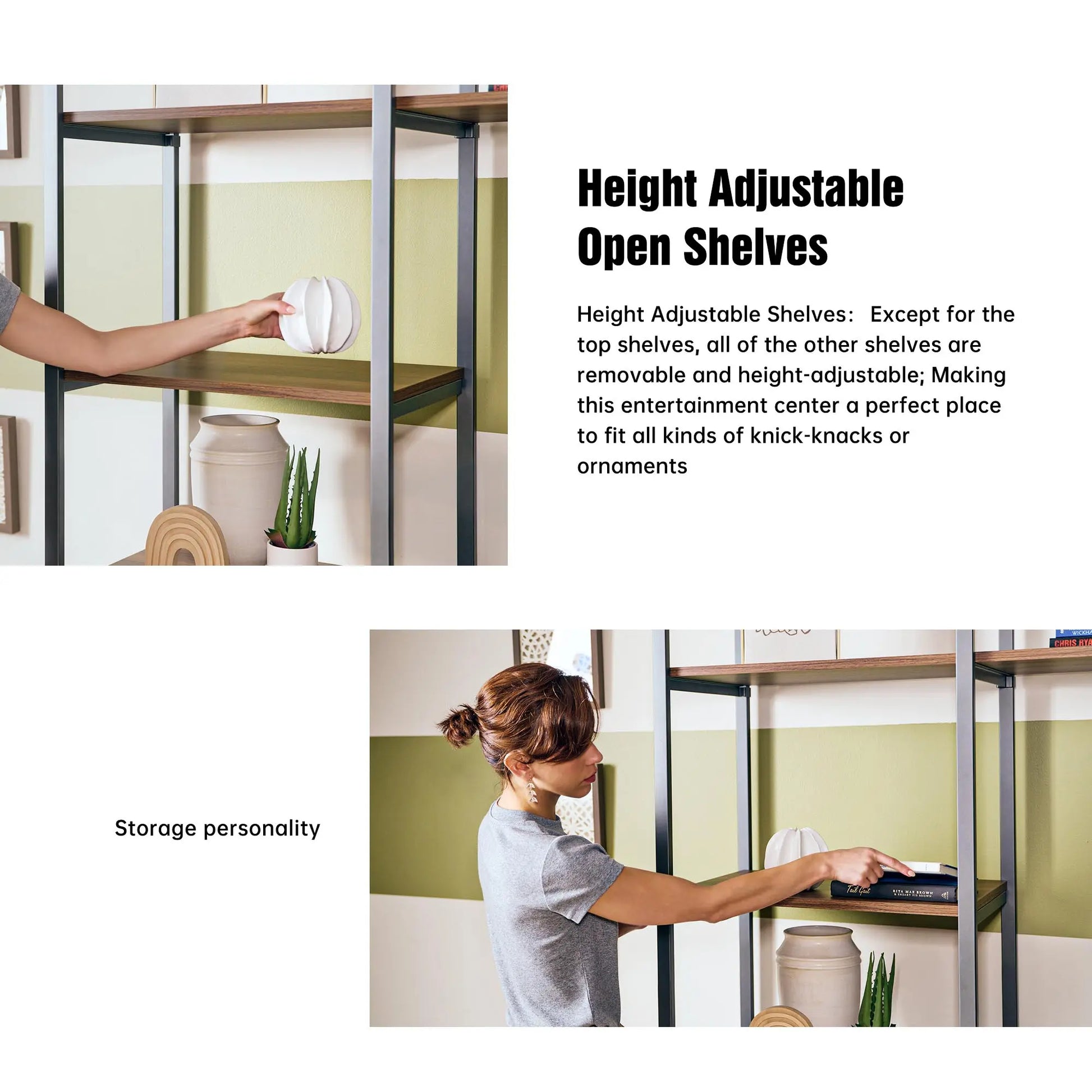 Sonoma Modern Tv Stand With Height-Adjustable Open Shelves, Perfect for Storage Personality.