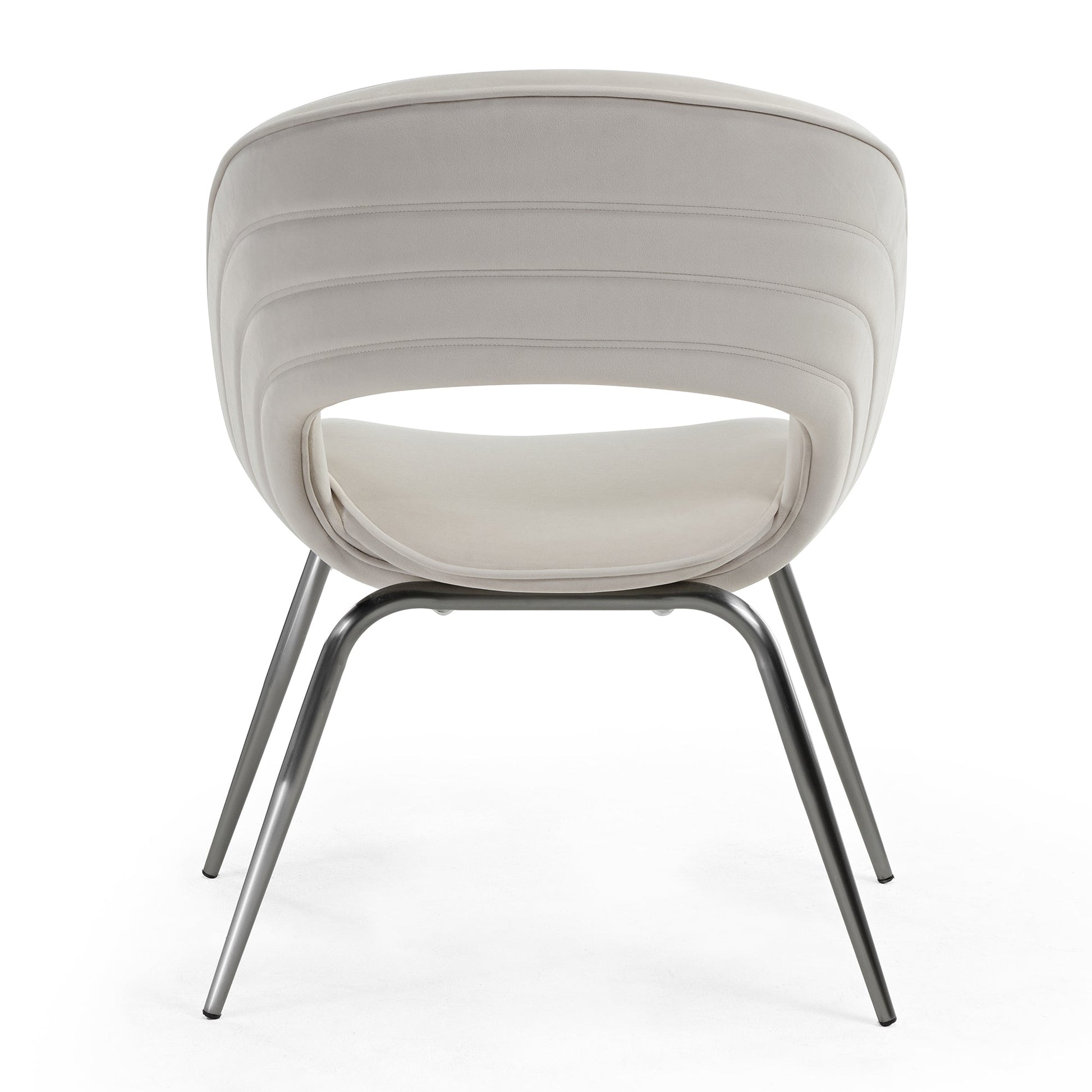 Shanean Velvet Dining Chair in Off-White With Metal Legs, Modern Design. Dining Room Furniture.