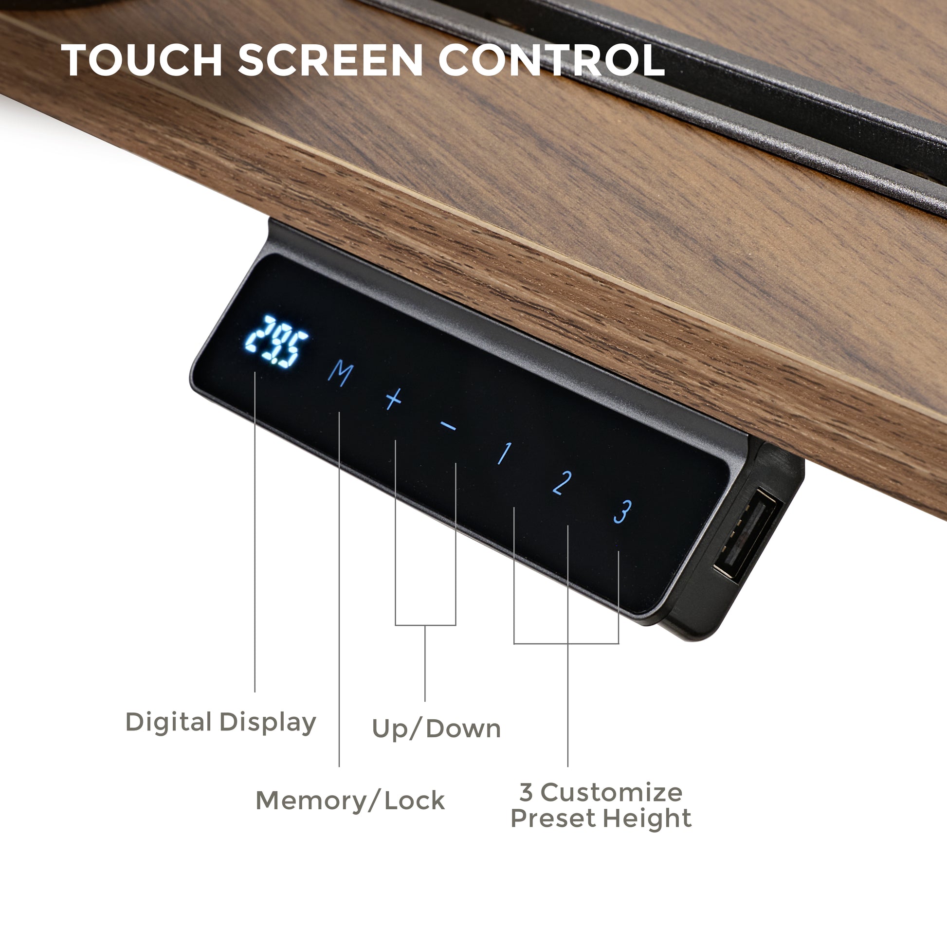 Eureka Ergonomic Aero Pro Standing Desk Touch Screen Control Panel for Height Adjustment and Memory.
