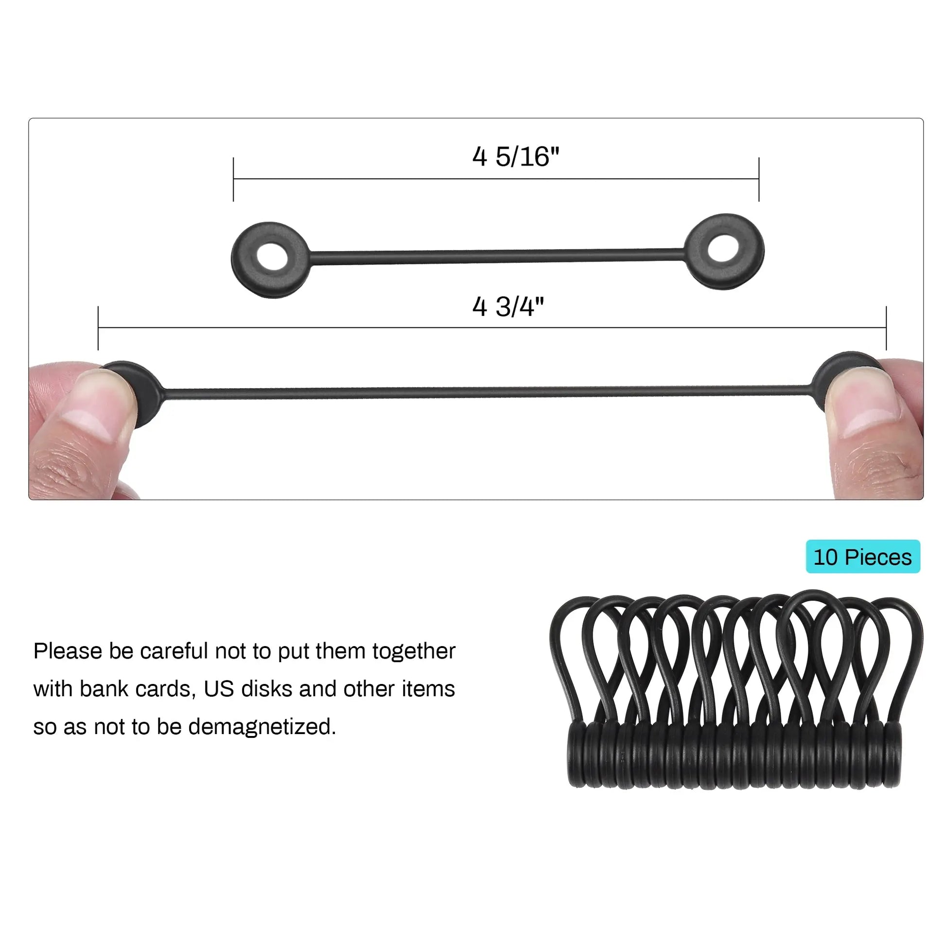Eureka Ergonomic Magnetic Cable Tie, Black, 4 3/4 Inches Long, Cable Organization for Office and Gaming Accessories.