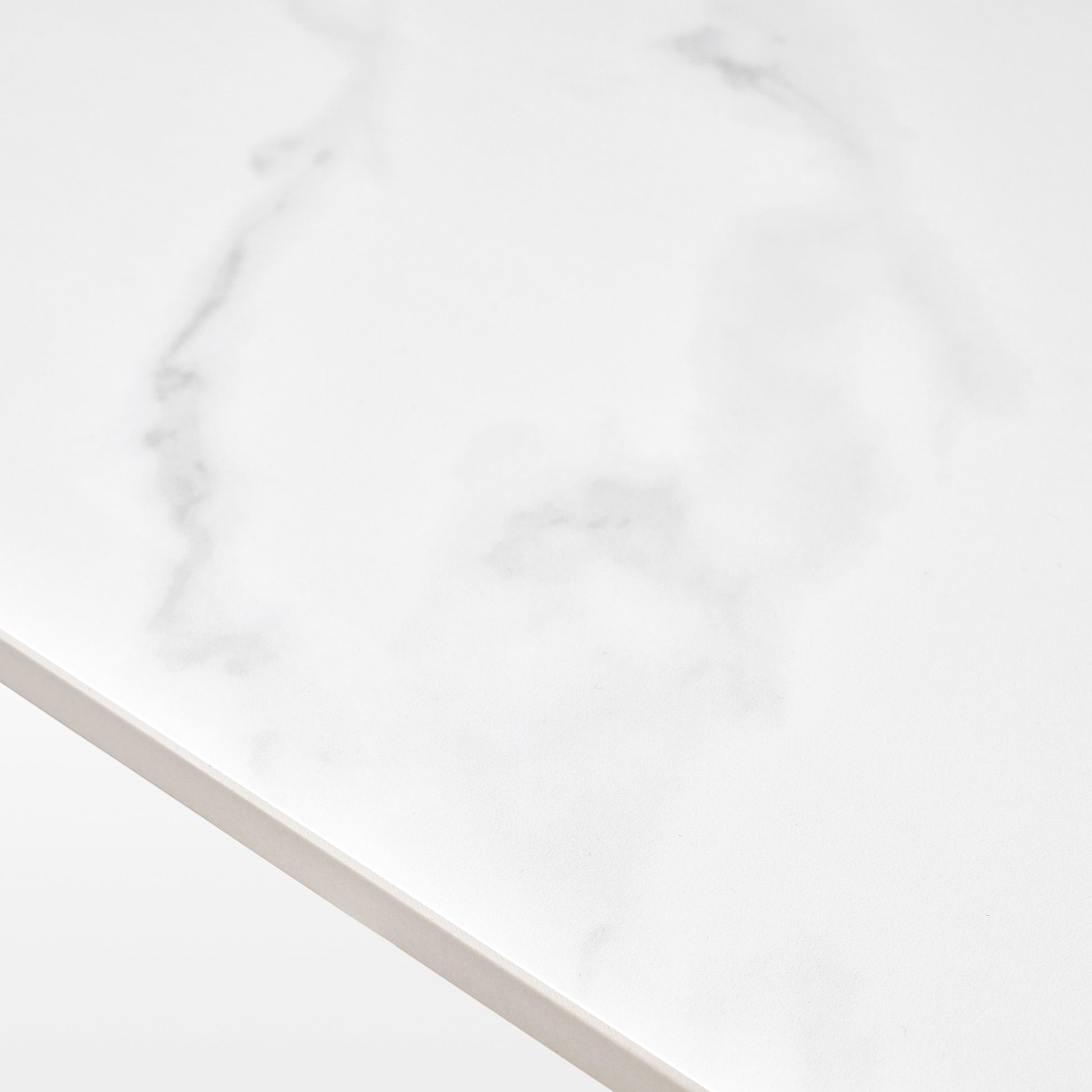 Evelyn Dining Table White Sintered Stone Surface Detail, Modern, Scratch-Resistant.