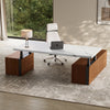Zen Pro Series, 87"/72" Executive Standing Desk with Cabinets Set - White