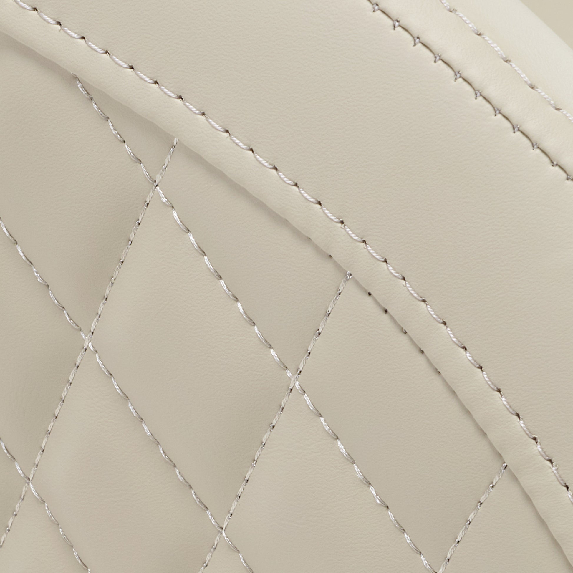Acalay Beige Upholstered Dining Armchair Detail, Diamond Stitching, Faux Leather.