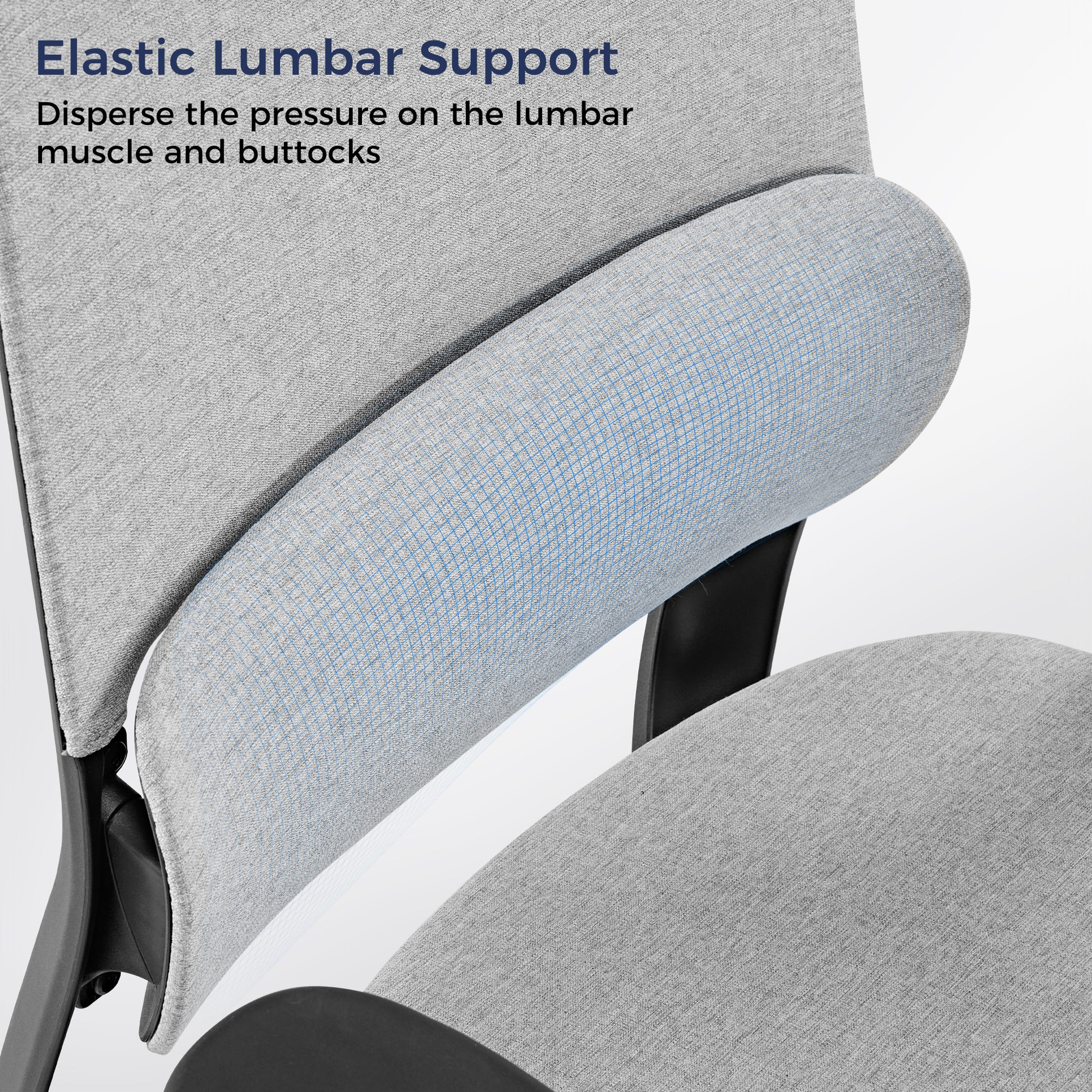 Skylar Modern Mesh Office Chair With Elastic Lumbar Support, Gray Breathable Back Support for Ergonomic Design.