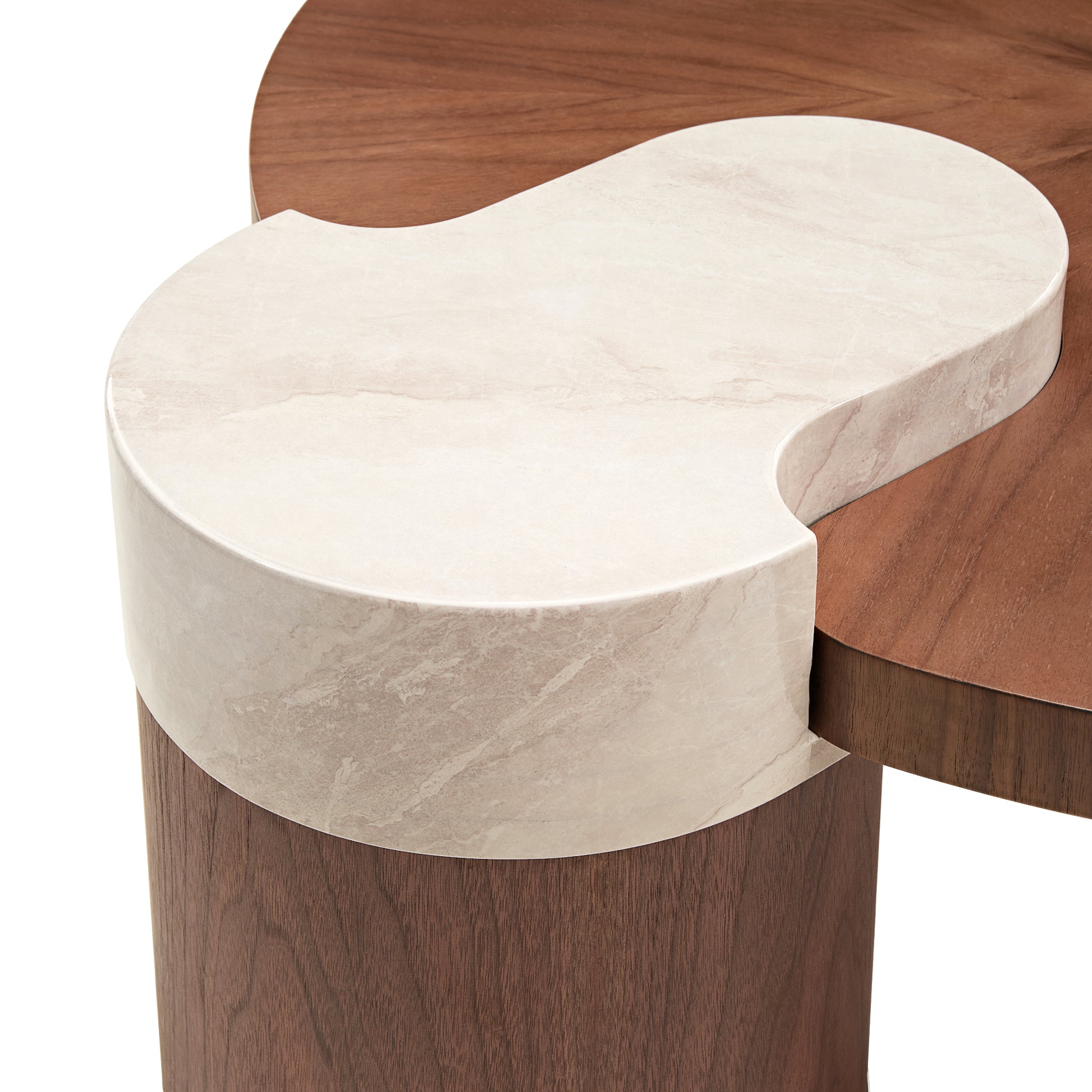 41 Walnut Coffee Table With Marble Accent. Solid Wood Construction With a Modern Design.
