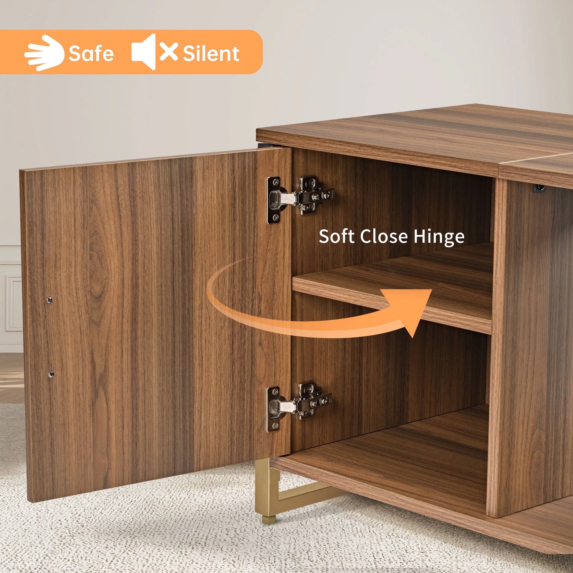 Sonoma 70 Tv Stand Cabinet Door With Soft-Close Hinges and Wood Grain Finish for Safe, Silent Media Storage.