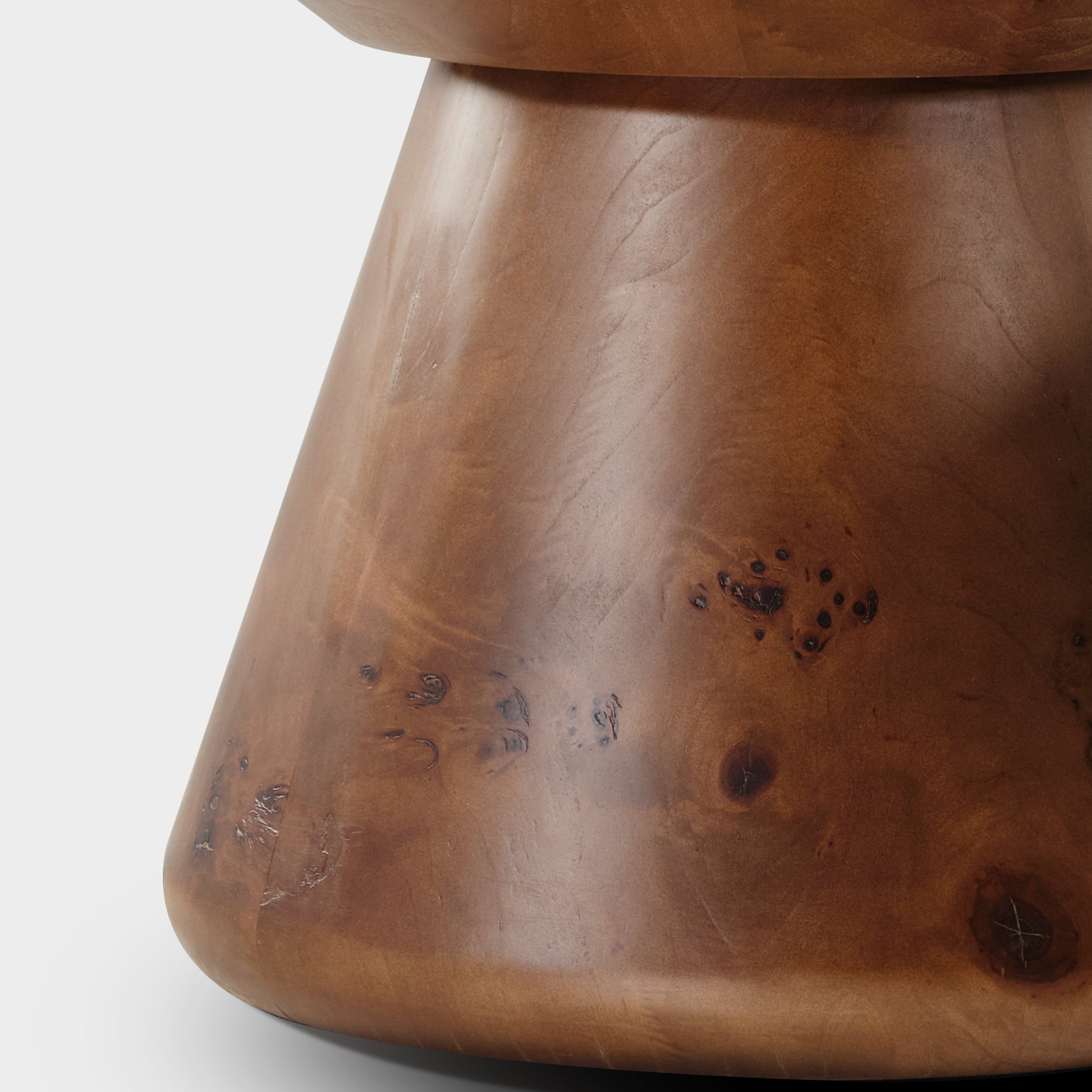 Brown Coffee Table Base With Wooden Veneer Surface and Natural Wood Grain Detail.