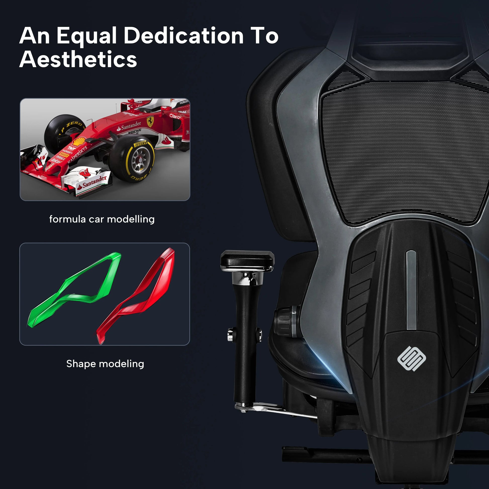 Eureka Ergonomic Typhon Hybrid Gaming Chair Design, Formula 1 Inspired, Black and Ergonomic.