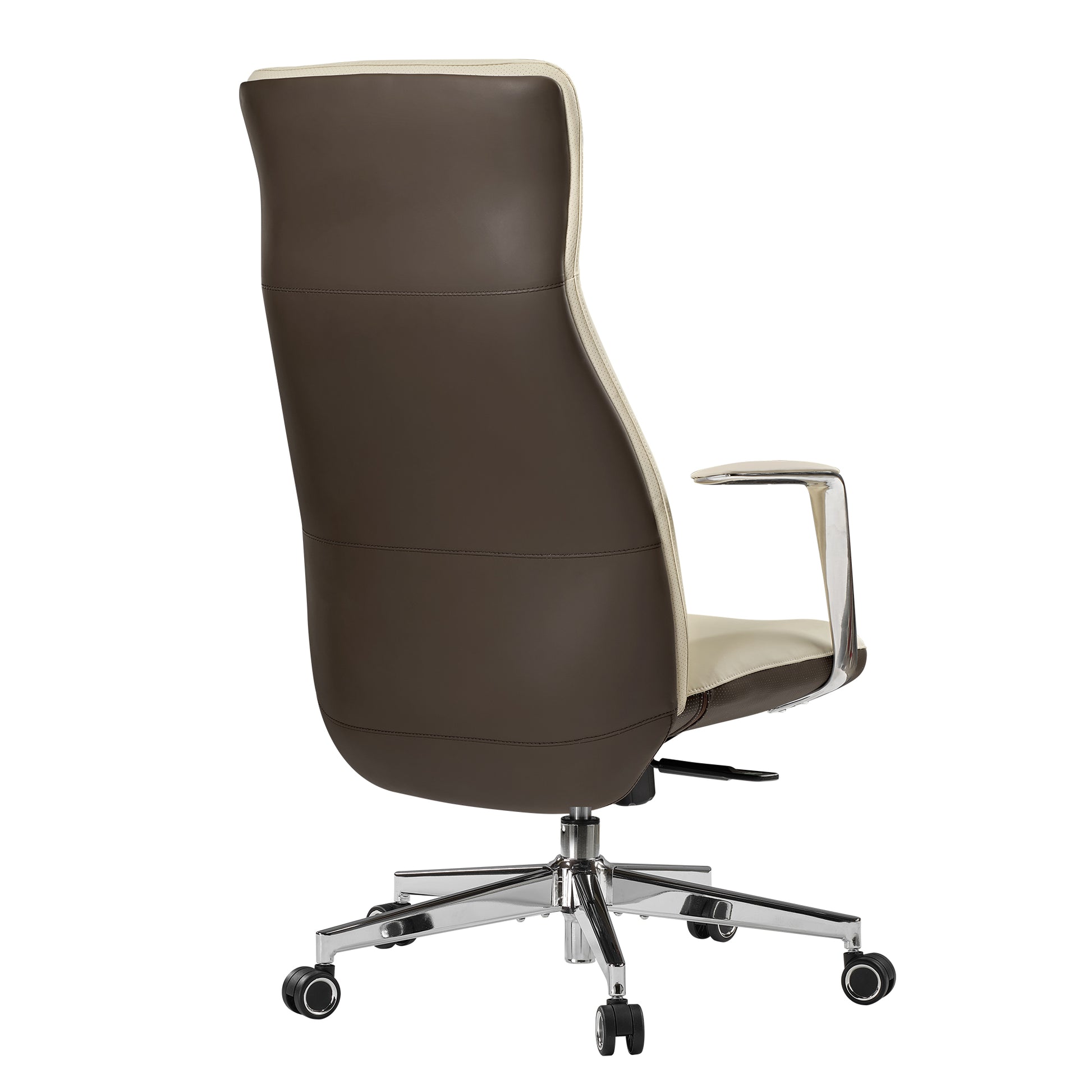 Royal Slim Executive Office Chair in Brown and Cream Leather, Ergonomic High-Back Design.