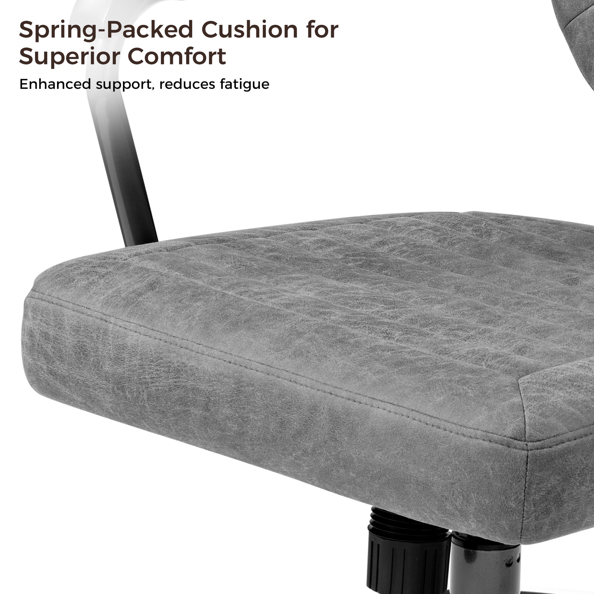 Cole Task Office Chair With Spring-Packed, Gray Pu Leather Seat for Superior Comfort, Reduces Fatigue.
