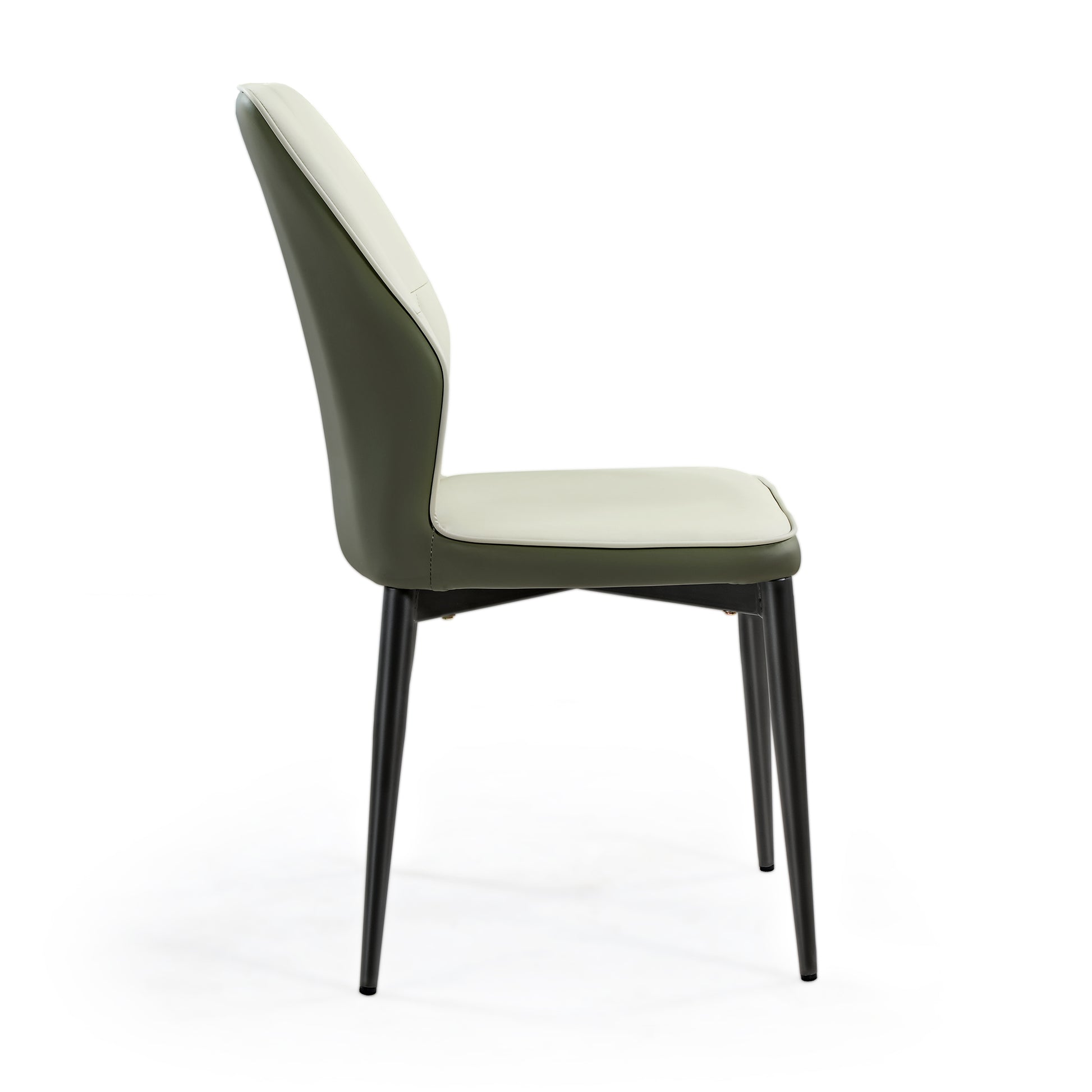 Ember Dining Chair in Bottle Green and Cream. Modern Design for Dining Spaces.