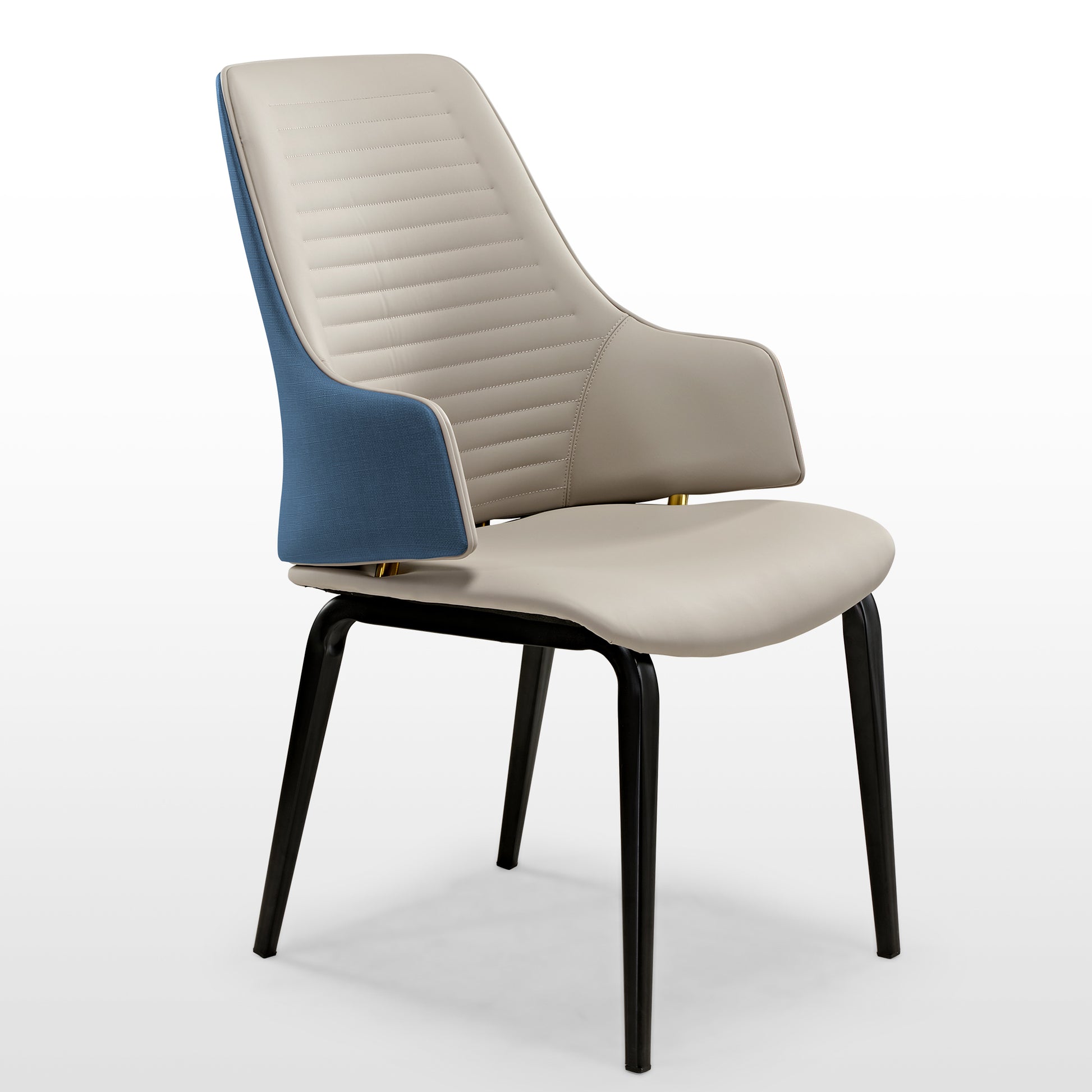 Juliet Dining Armchair - Cream Seat With Blue Accents, Modern Design Dining Chair.