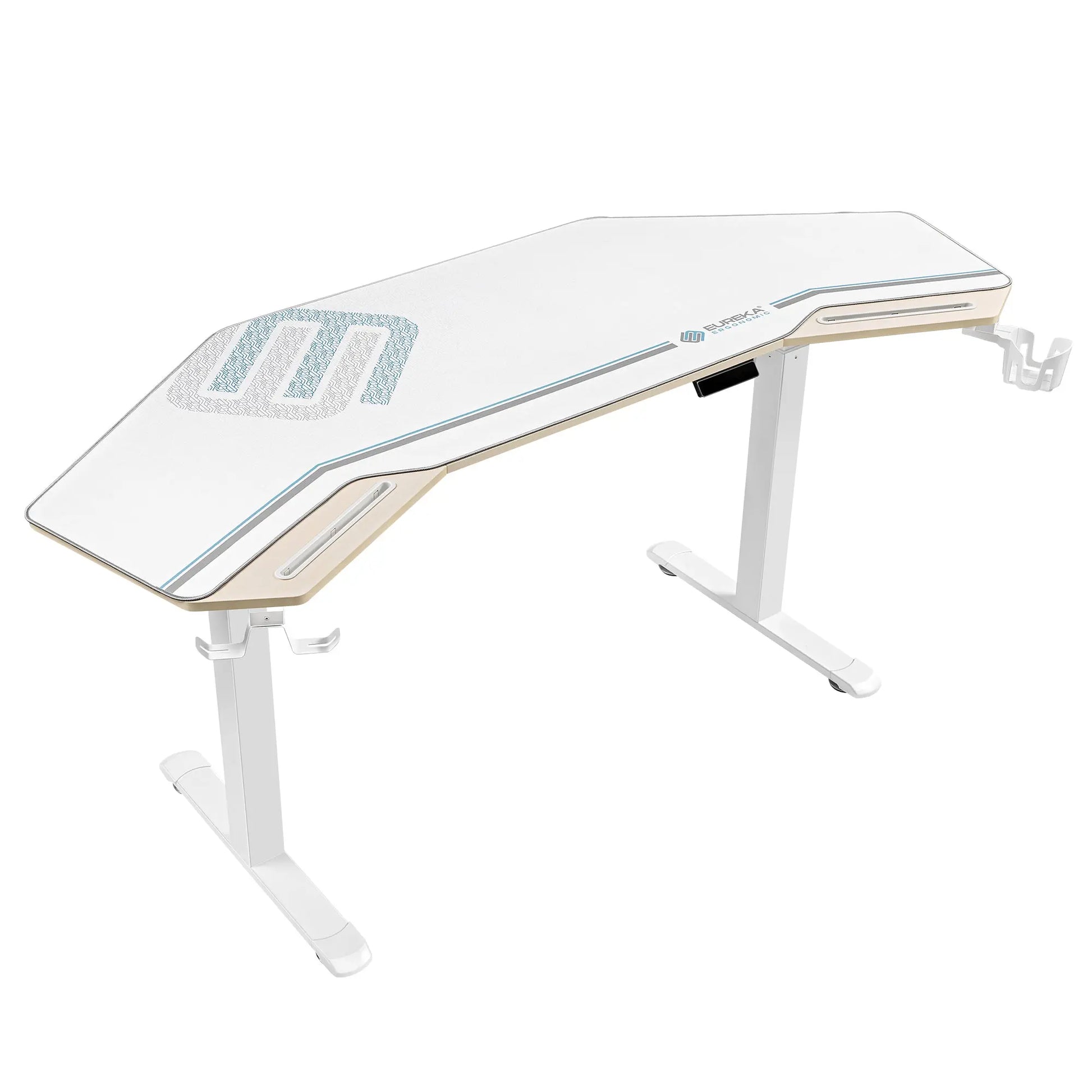 Eureka Ergonomic Aero Pro Wing-Shaped Standing Desk, White With Ergonomic Design and Accessories.