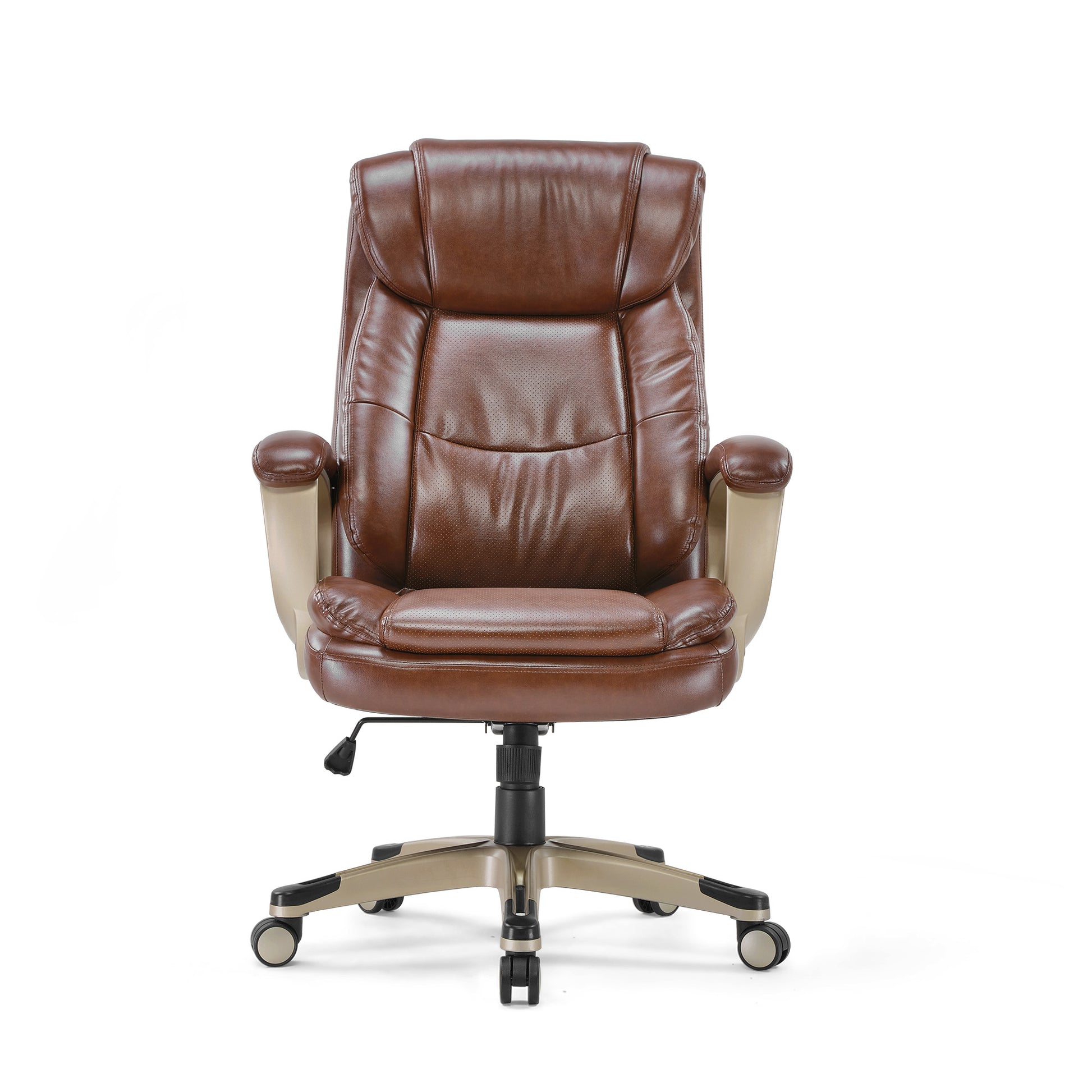 Preston Executive Office Chair in Brown Pu Leather, Ergonomic Design, Home Office Furniture.