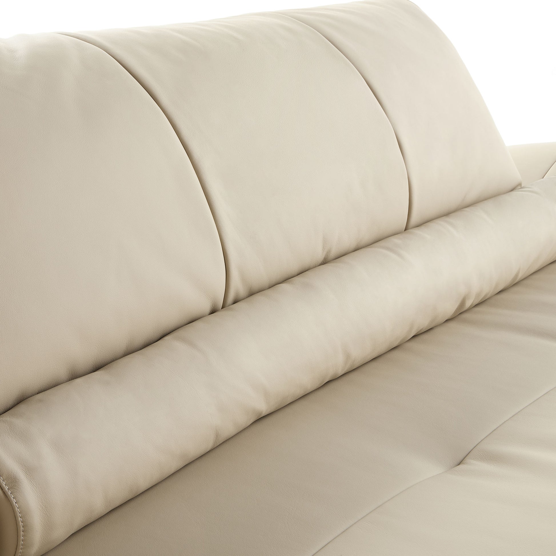 Bella Napa Leather Sofa Detail, Beige Full-Grain Leather, Ergonomic Design, Premium Seating.
