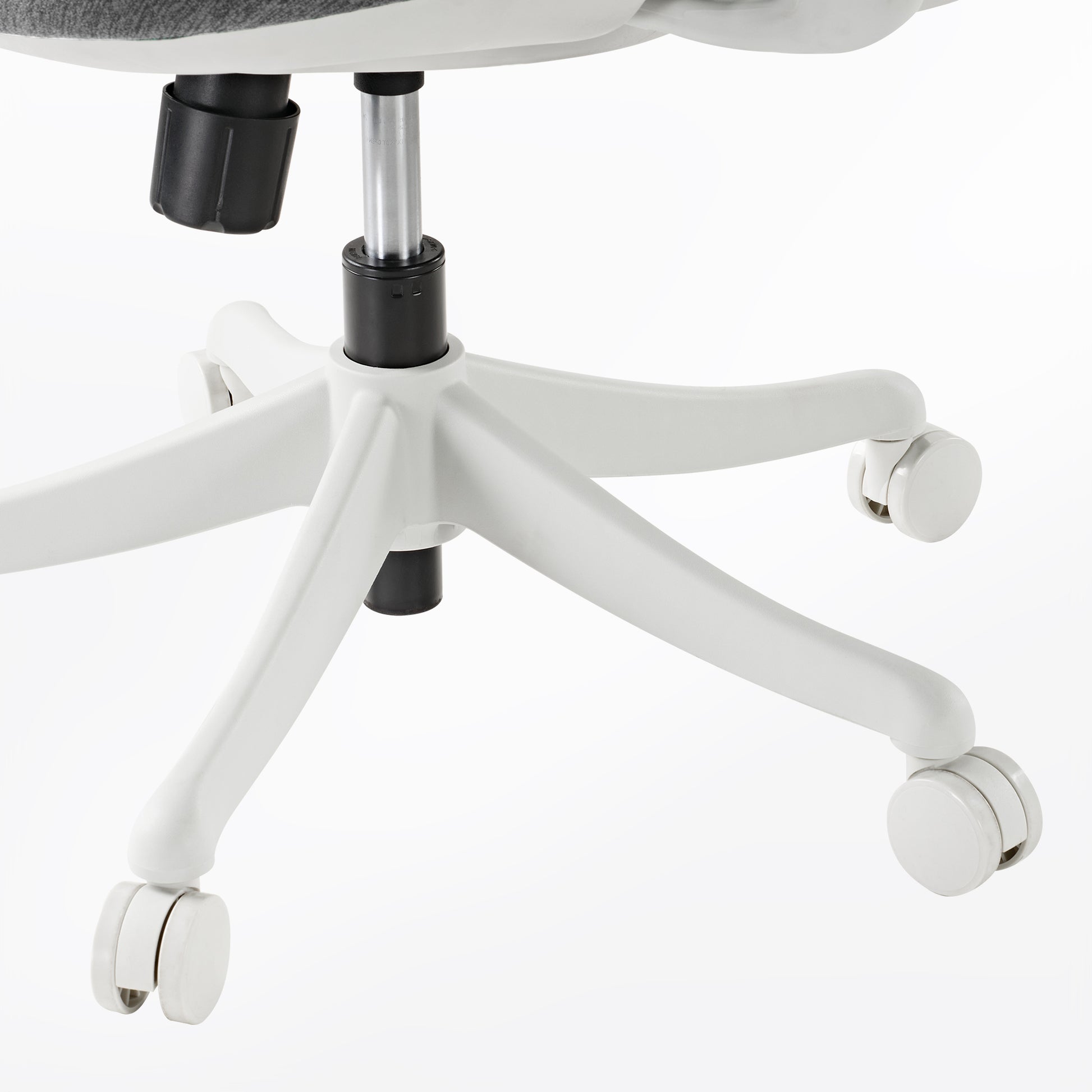 Skylar-Lite Duo Hue Ergonomic Office Chair White Base With Wheels Detail.
