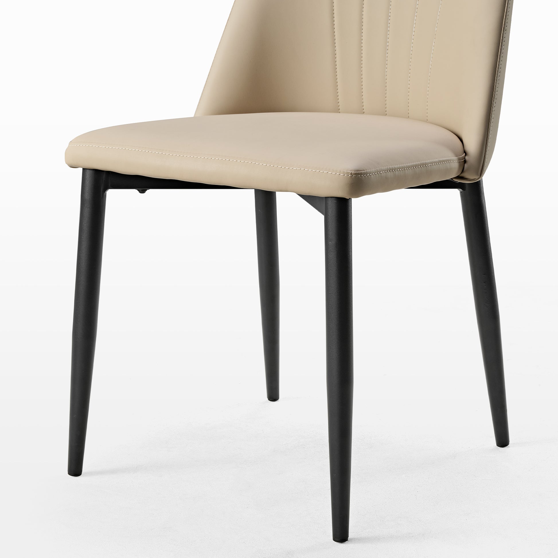 Off-White Upholstered Dining Chair With Black Legs, Modern Dining Room Furniture.