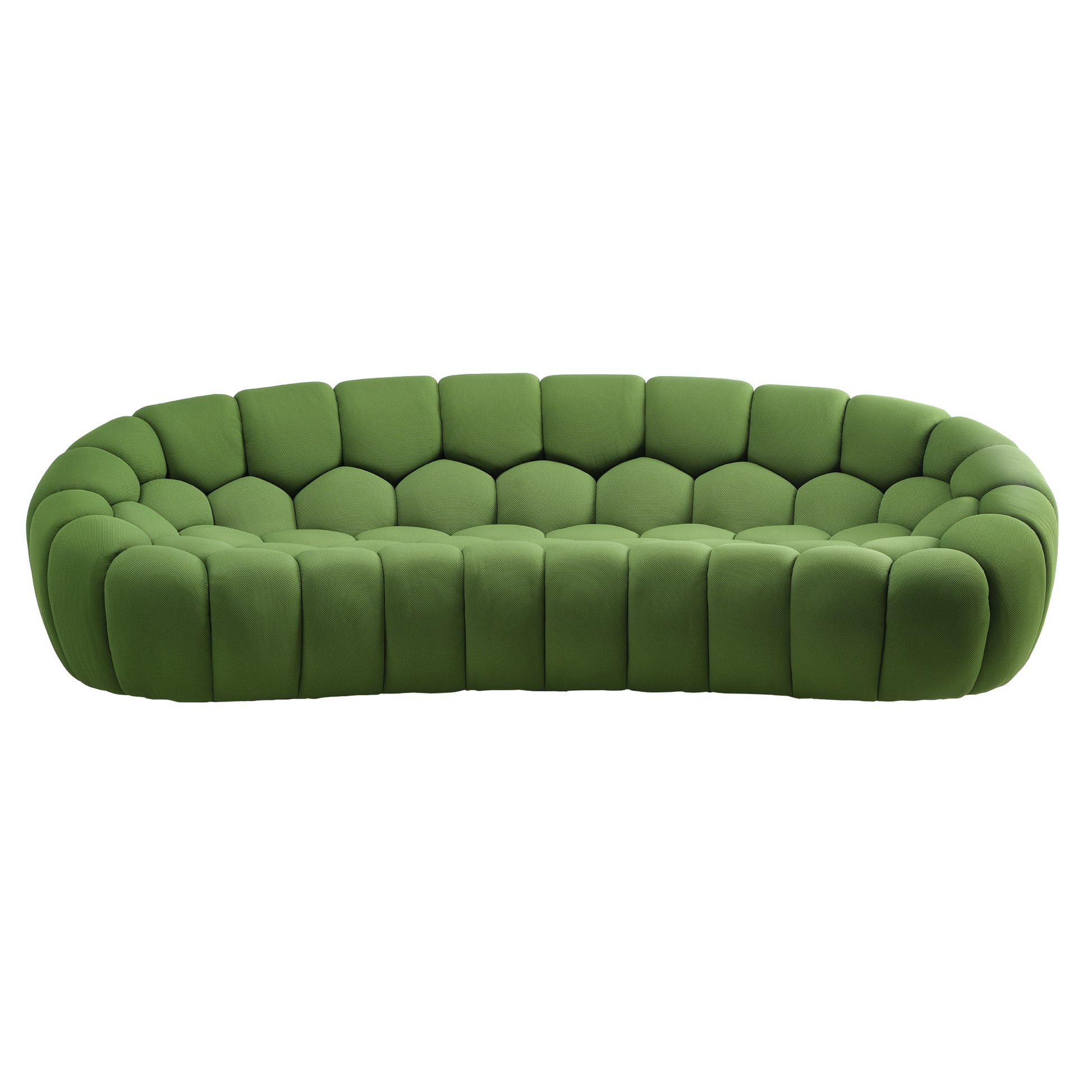 Luca Modern 3-Seater Green Sofa With Bubble Design, Honeycomb Fabric.