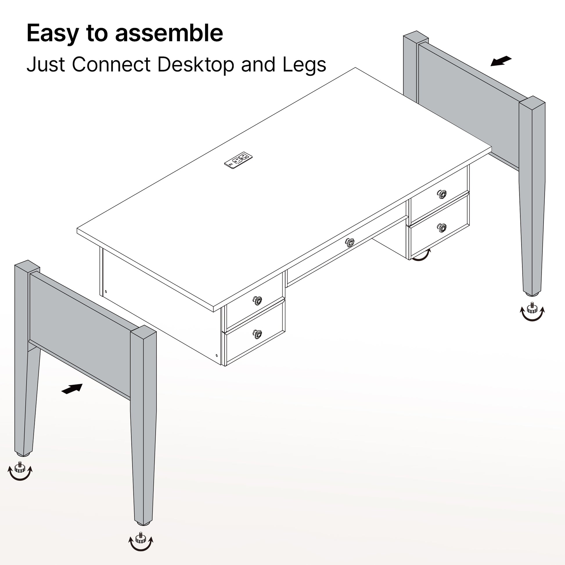 Farmhouse Desk Assembly Guide. Easy to Connect Desktop and Legs for a Modern Workspace.