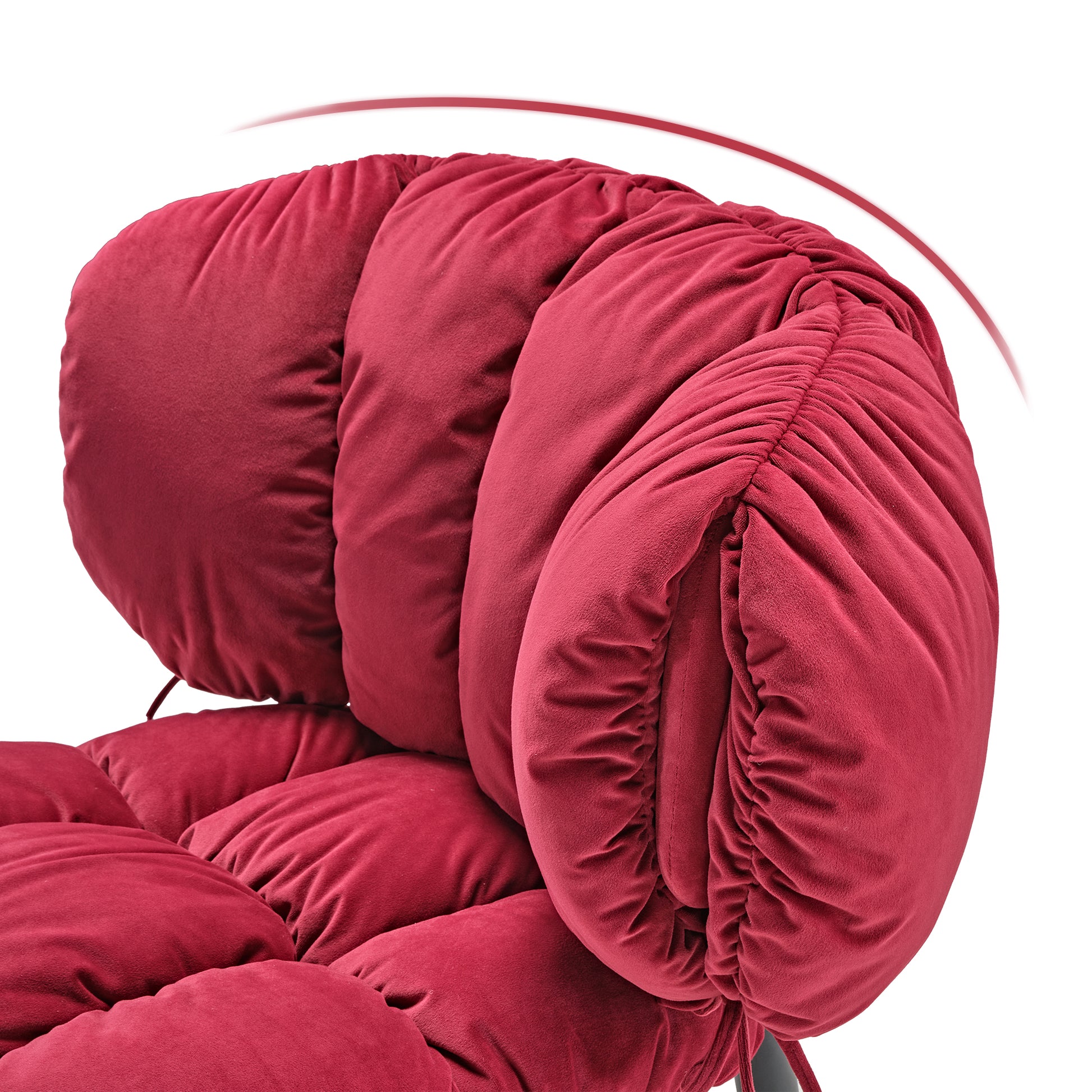 Rlesana Red Velvet Dining Chair, Petal Back Detail. Luxurious Dining Chair.