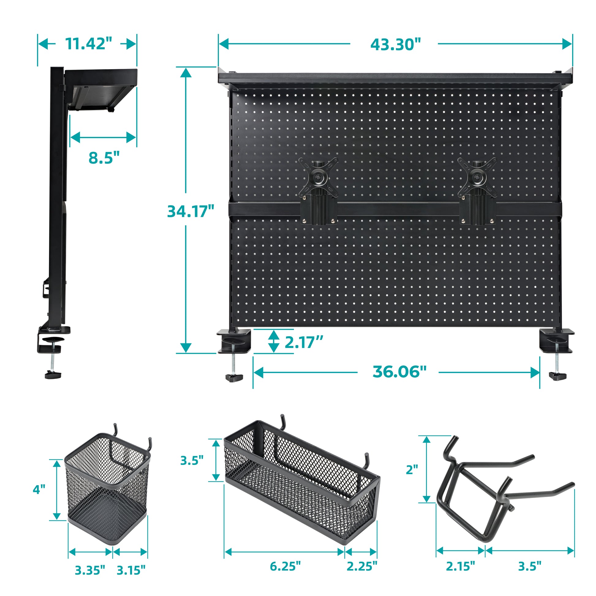 Eureka Ergonomic Aegispeg Board With Dimensions: Monitor Mount, Desk Organization Accessories.